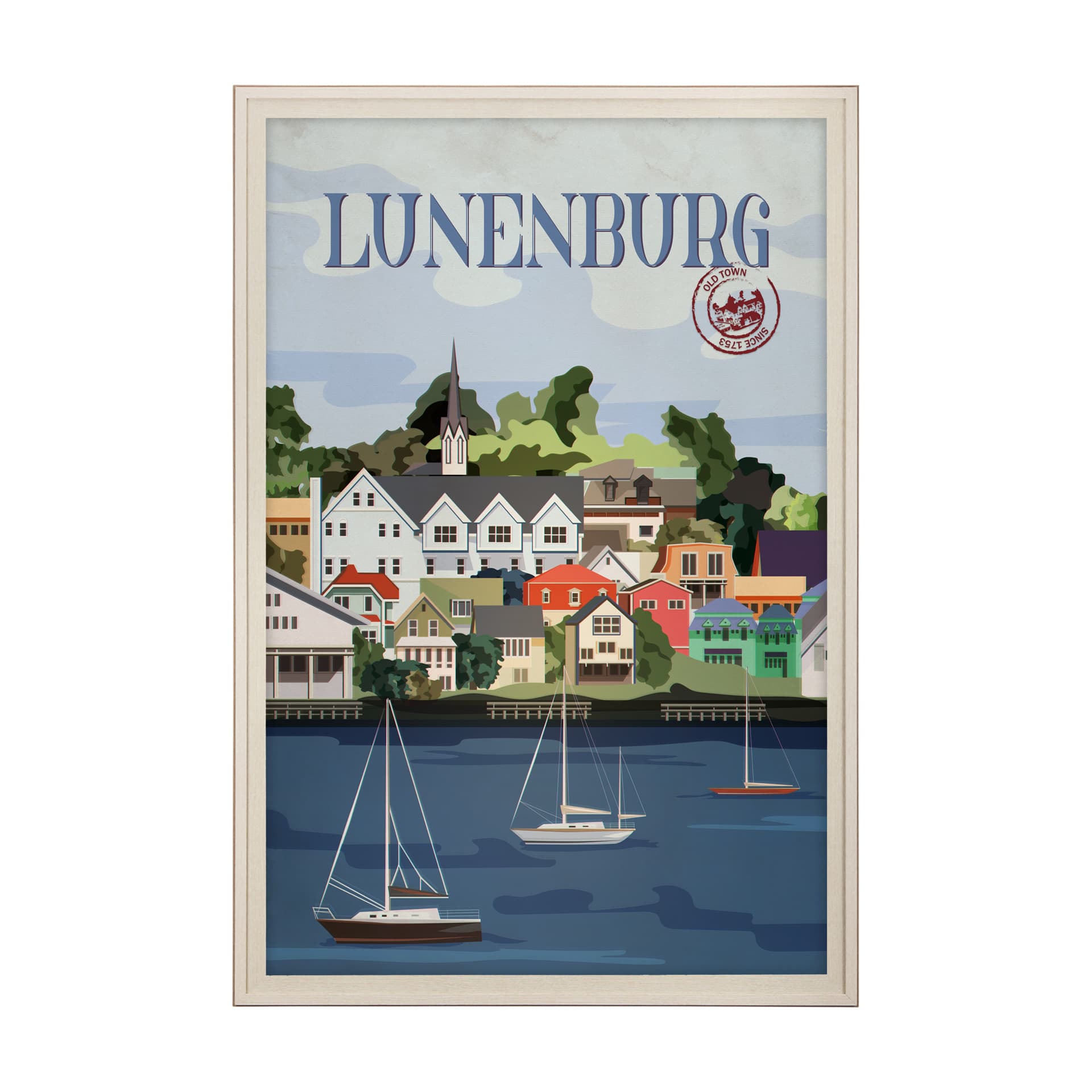 Lunenburg Go Canada (XL) by Mercana Studio a Hand Embellished Decograph Framed Art Print under Glass — product photograph