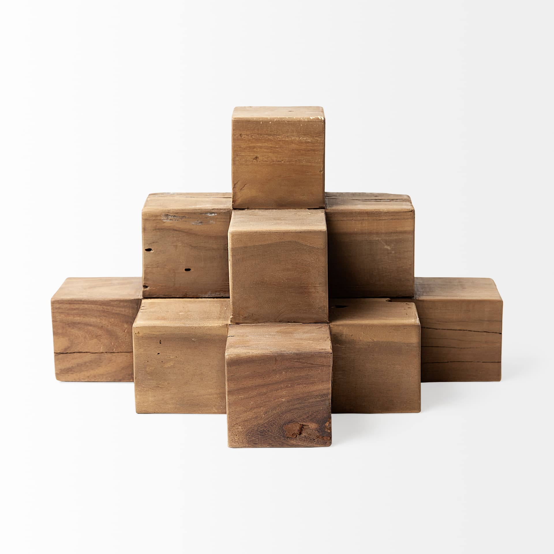 Rubik 15L x 10W Natural Wooden Cube Display Object — product photograph