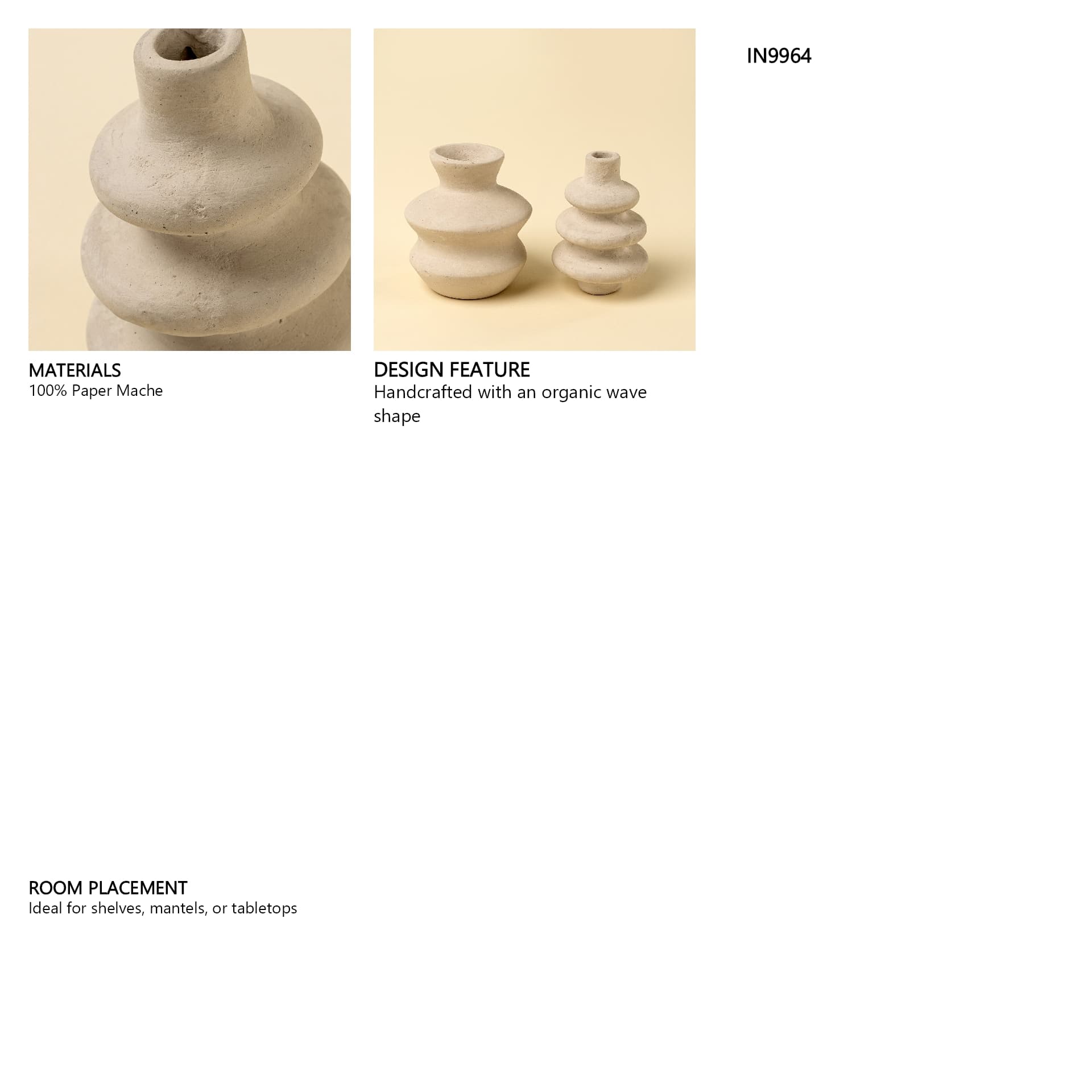 Ripple Paper Mache Bud Vase — in a styled room