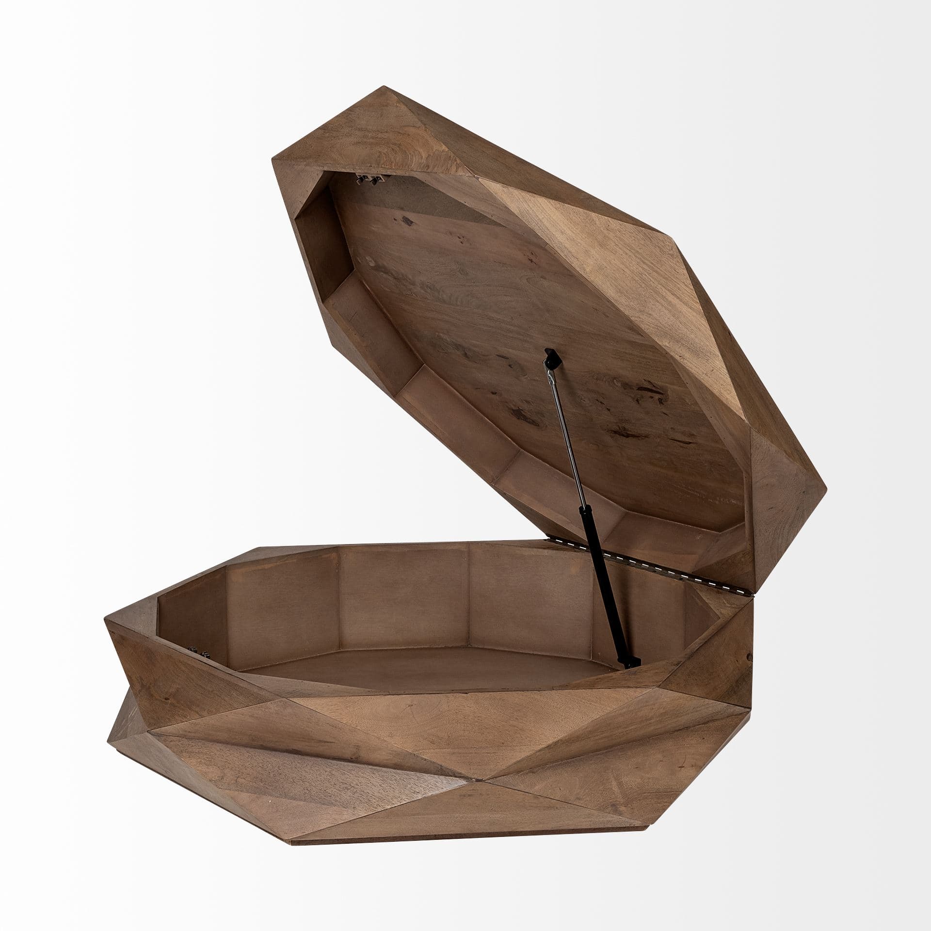 Arreto 48" Hexagonal Hinged Solid Wood Top and Base Coffee Table — product photograph