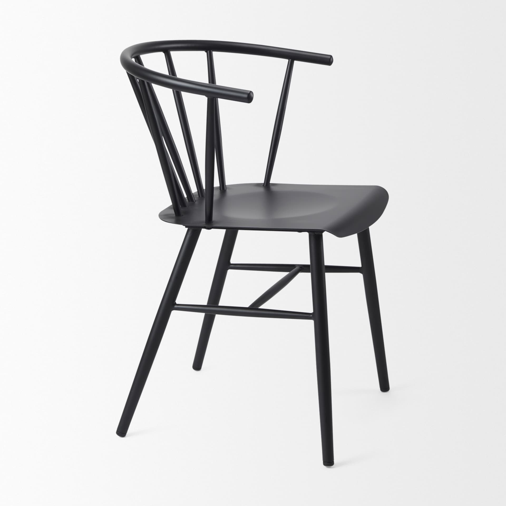 Colin Curved Back Dining Side Chair | Black Metal — product photograph