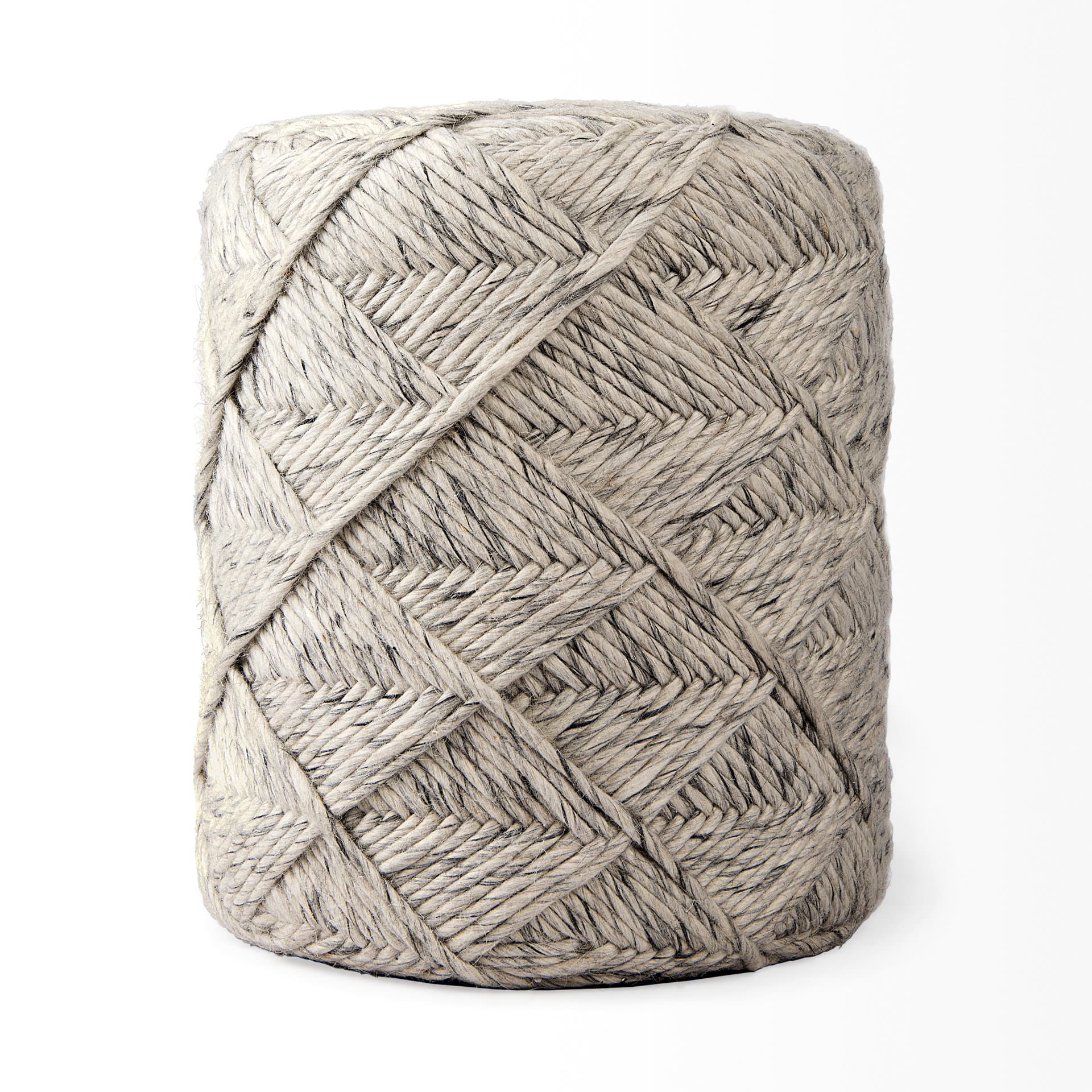 Esfera 17.7L x 15.7W x 15.7H Beige Chevron Woven Round Pouf — product photograph