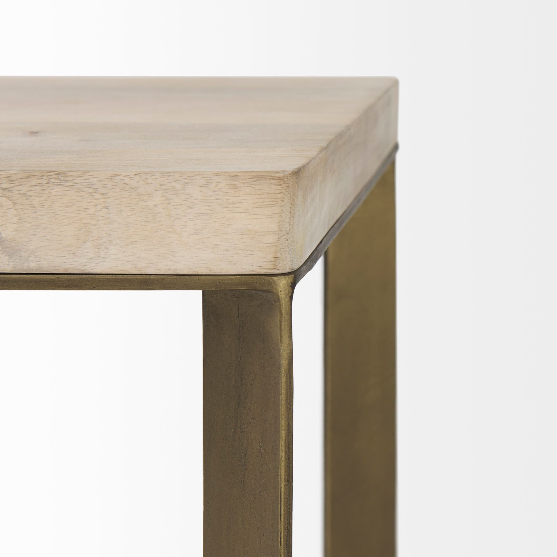 Faye (Set of 2) 19L x 19W x 26H Beige Finished Wood W/ Gold Metal Base Accent Tables — product photograph