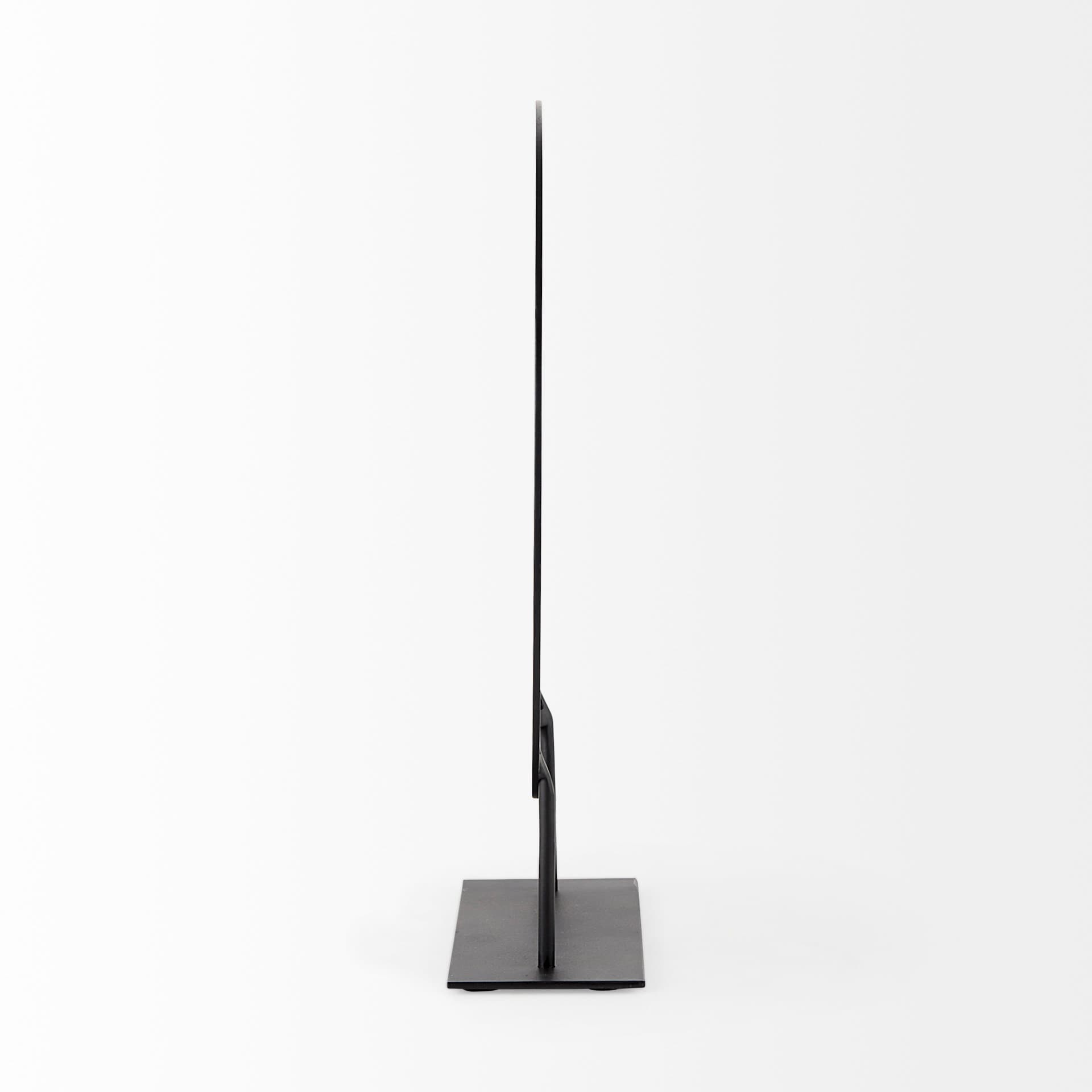 Micra 11.0L x 3.0W x 13.4H Matte Black Metal Decorative Object on a Stand — product photograph