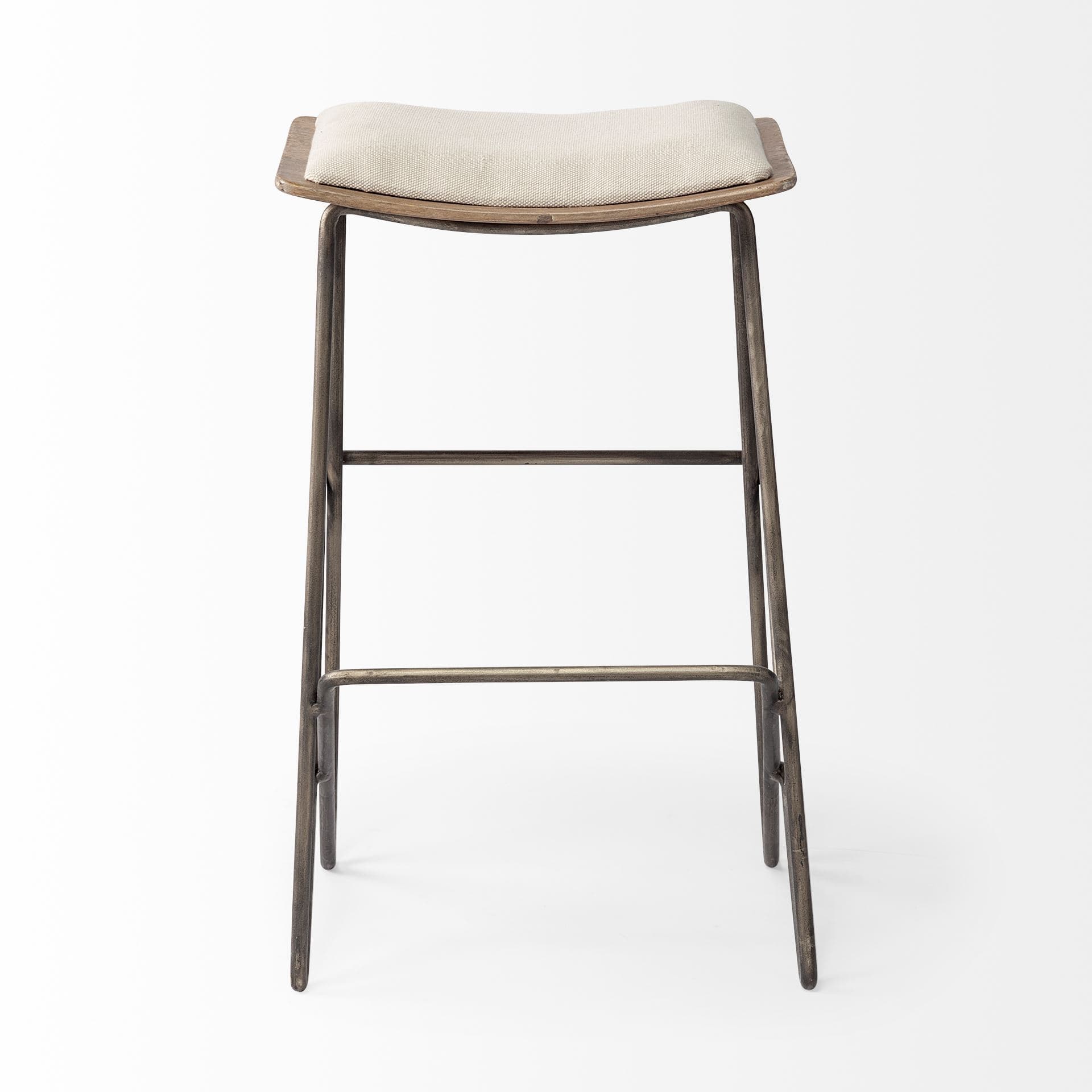 Katniss Backless 26in Seat Counter Stool | Cream Fabric w/ Gold Metal — product photograph