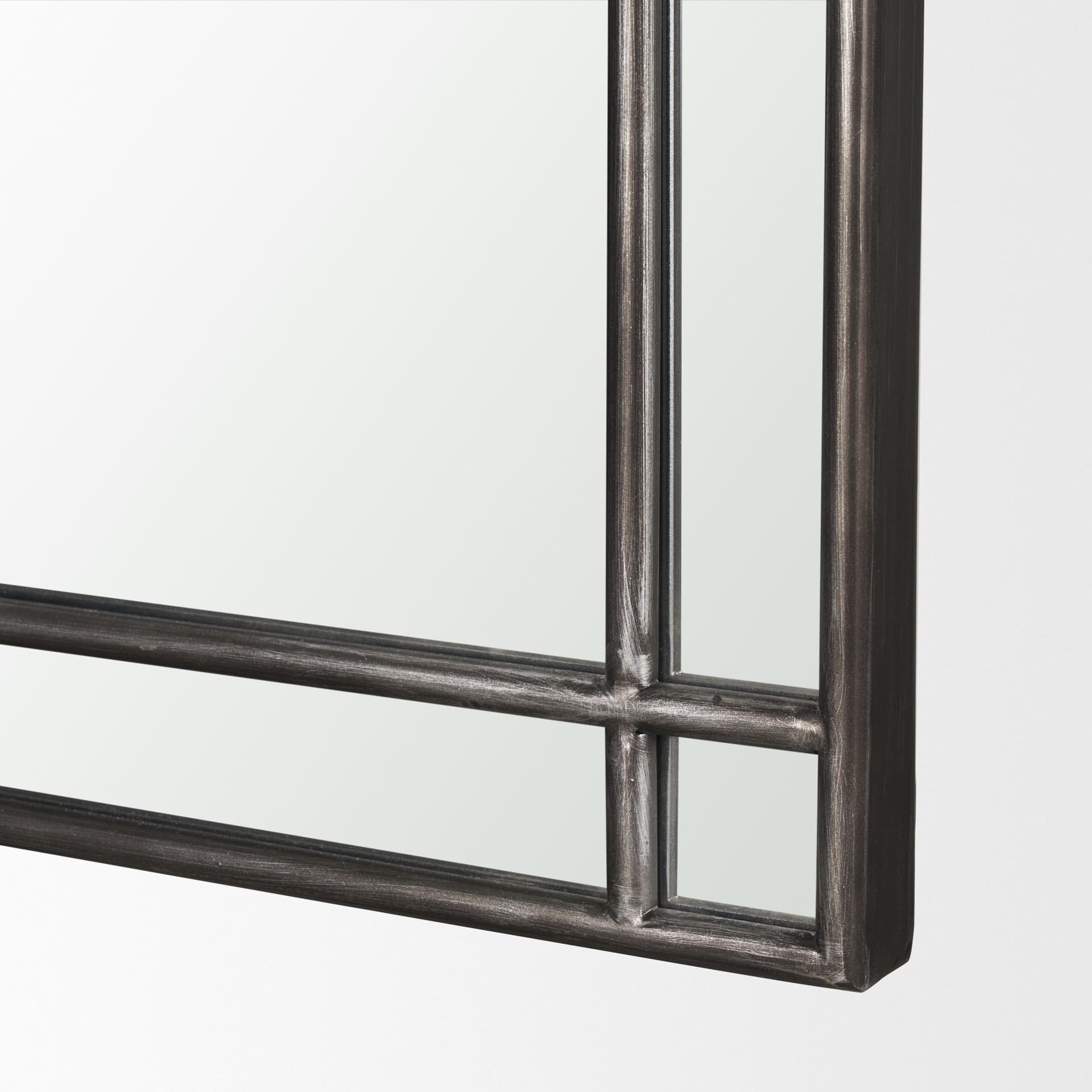 Tiffany Brushed Black Metal Double Frame Arched Mirror — product photograph