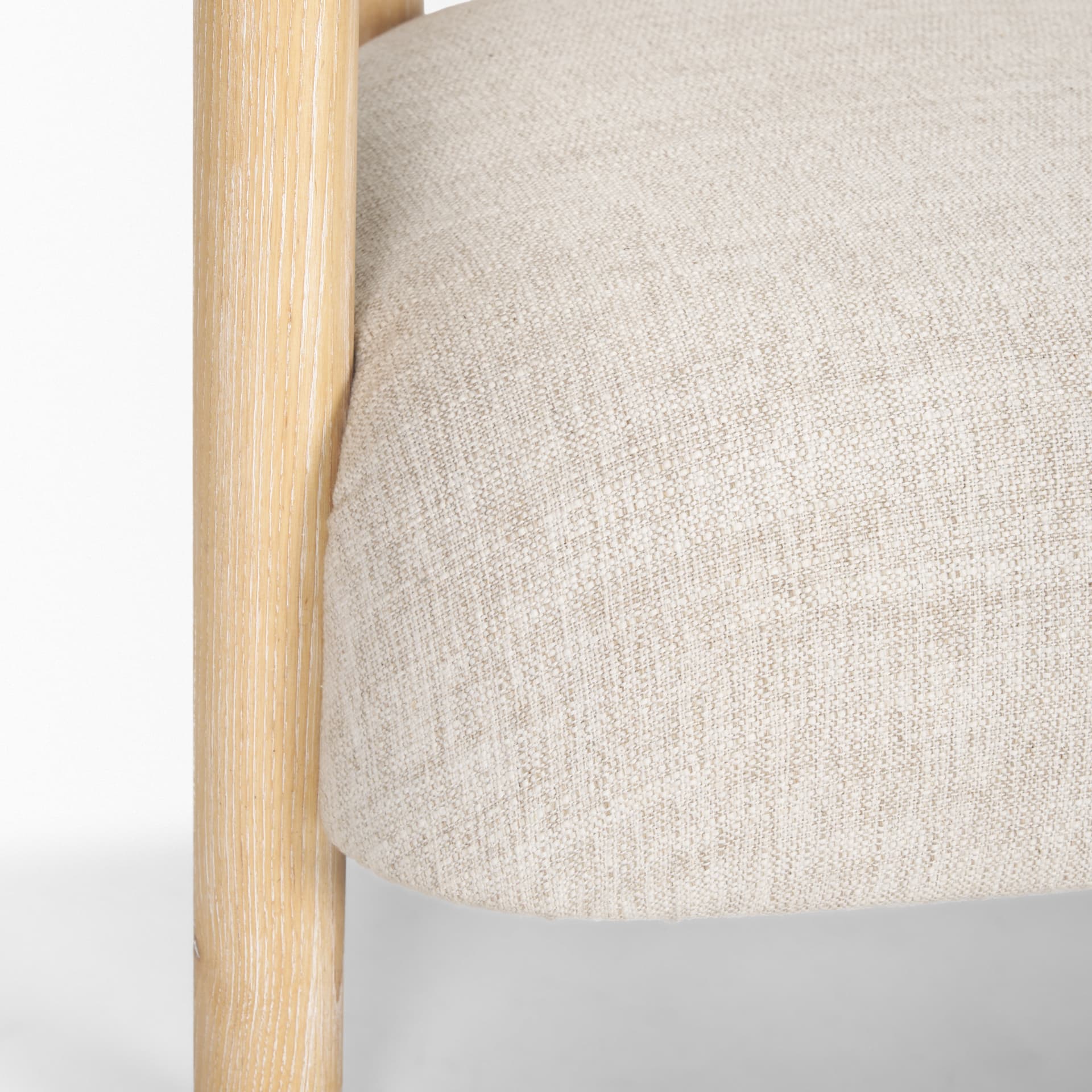 Gianna Open Back Light Brown Wood w/ Oatmeal Fabric Accent Chair — product photograph