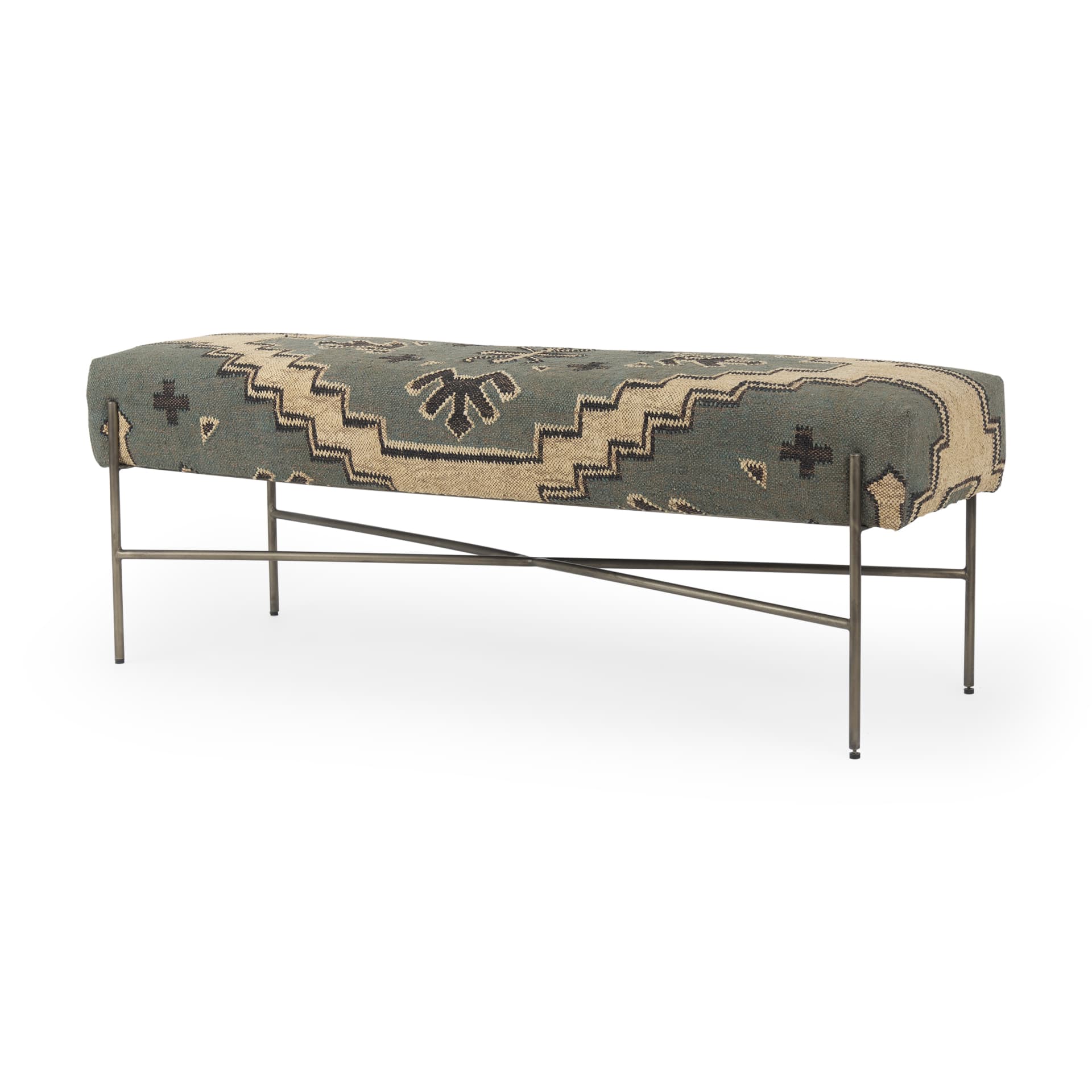 Avery I 55L x 17W Multi Colored Upholstered Patterned Seat Accent Bench — product photograph
