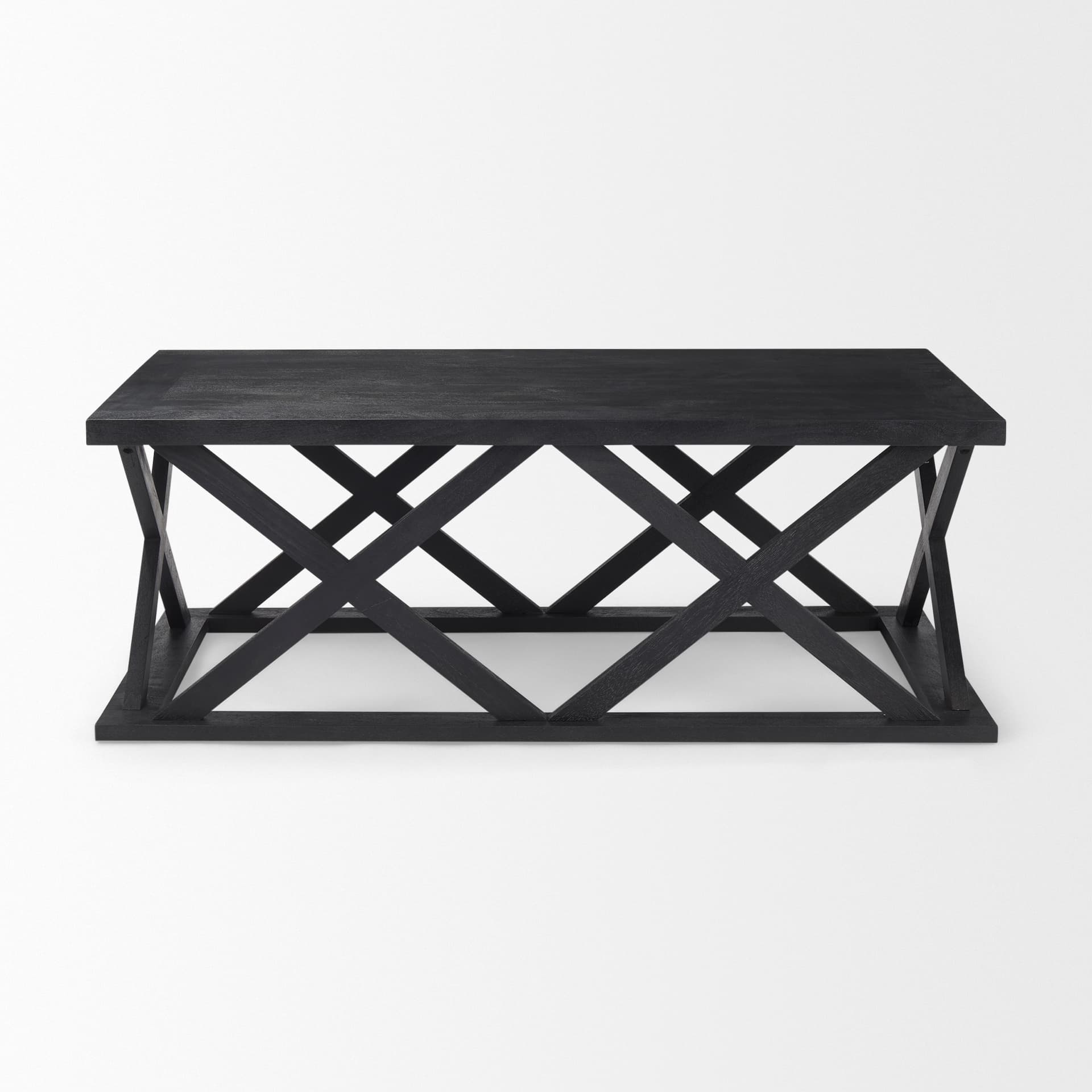 Forsey 48.0L x 28.0W x 17.5H Black Wood Rectangular Coffee Table — product photograph
