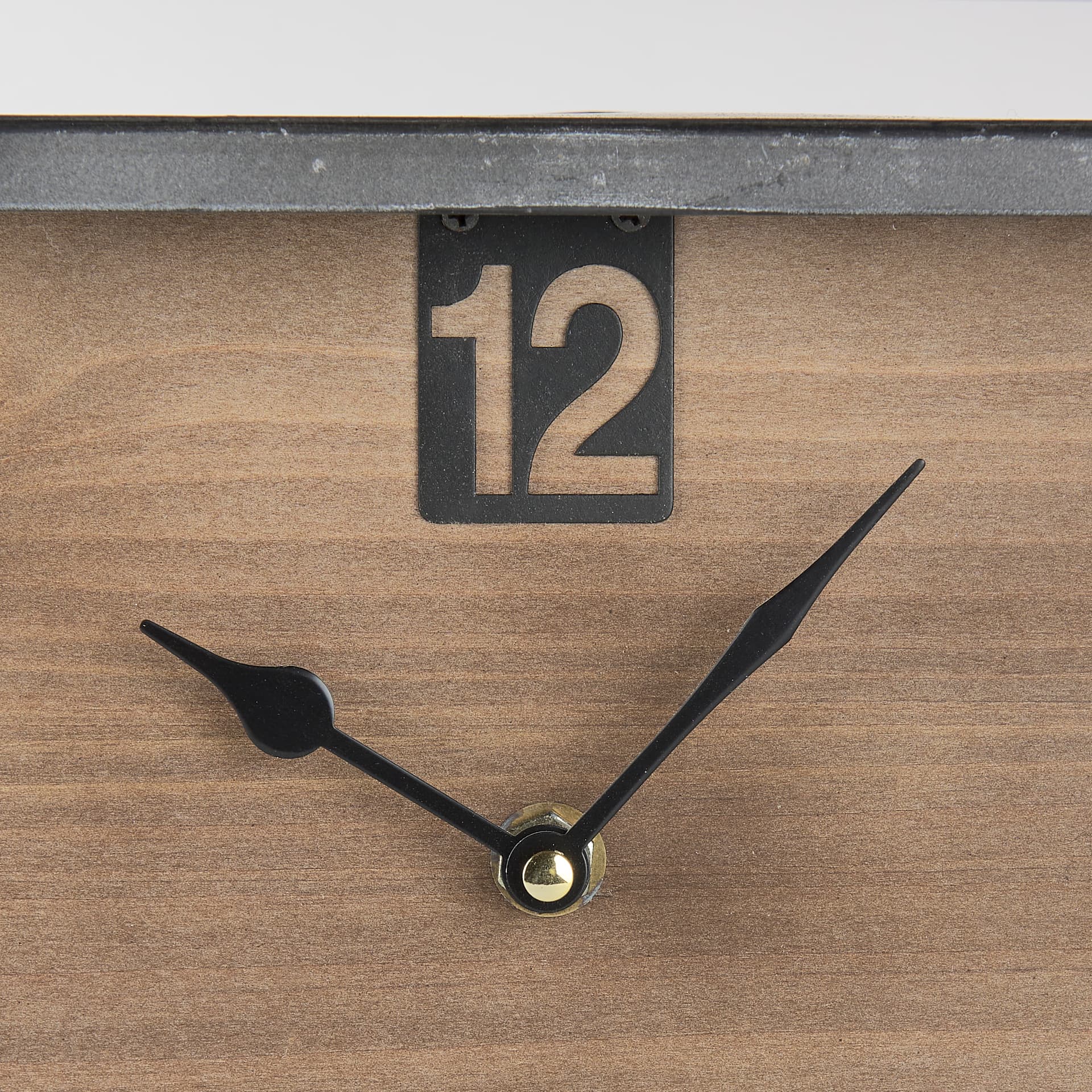 Harvey 13.0L x 4.5W x 8.1H Black Metal and Wood Rectangular Table Clock — product photograph