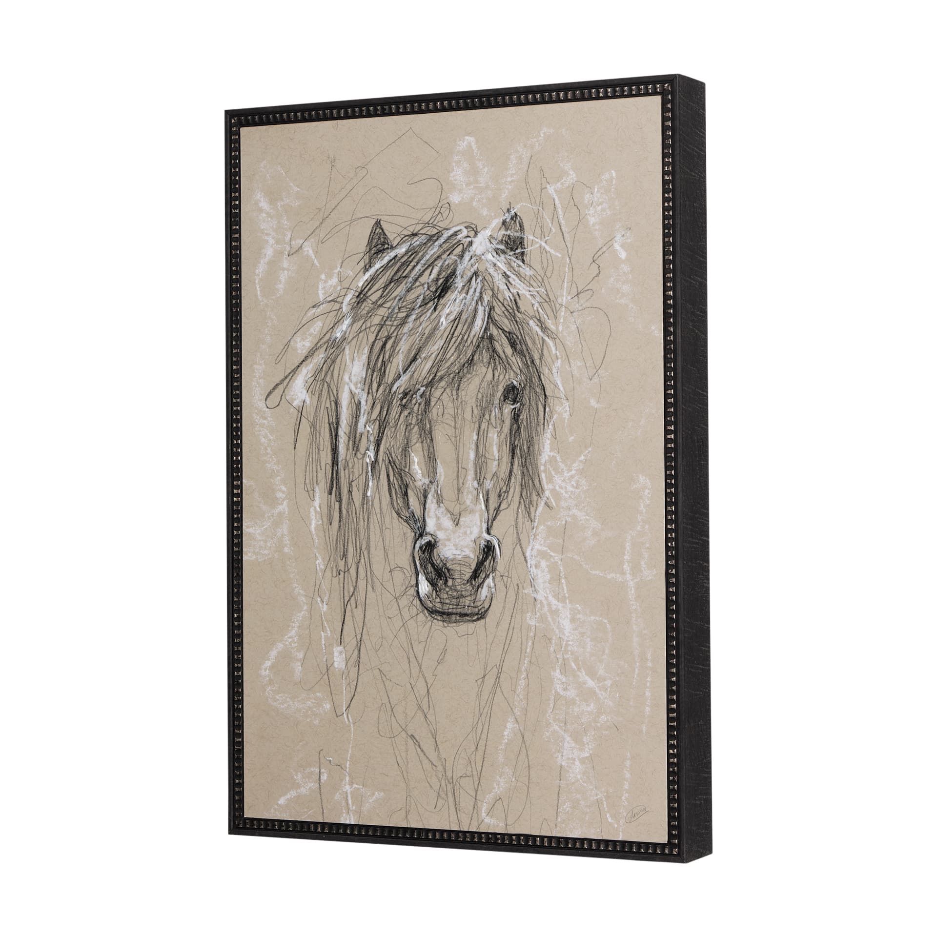Sketch of Animal VI (Pony) by Mercana Studio Hand Embellished Framed Art Print Matted under Glass — product photograph