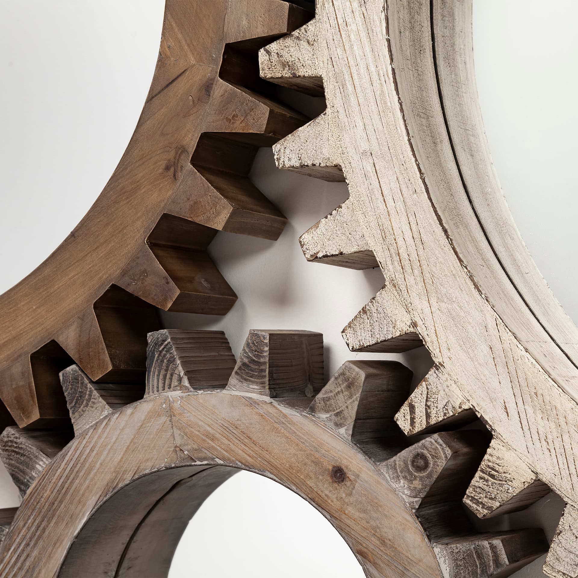 Cog Mirror 17" Round Brown Wood Frame Mirror — product photograph