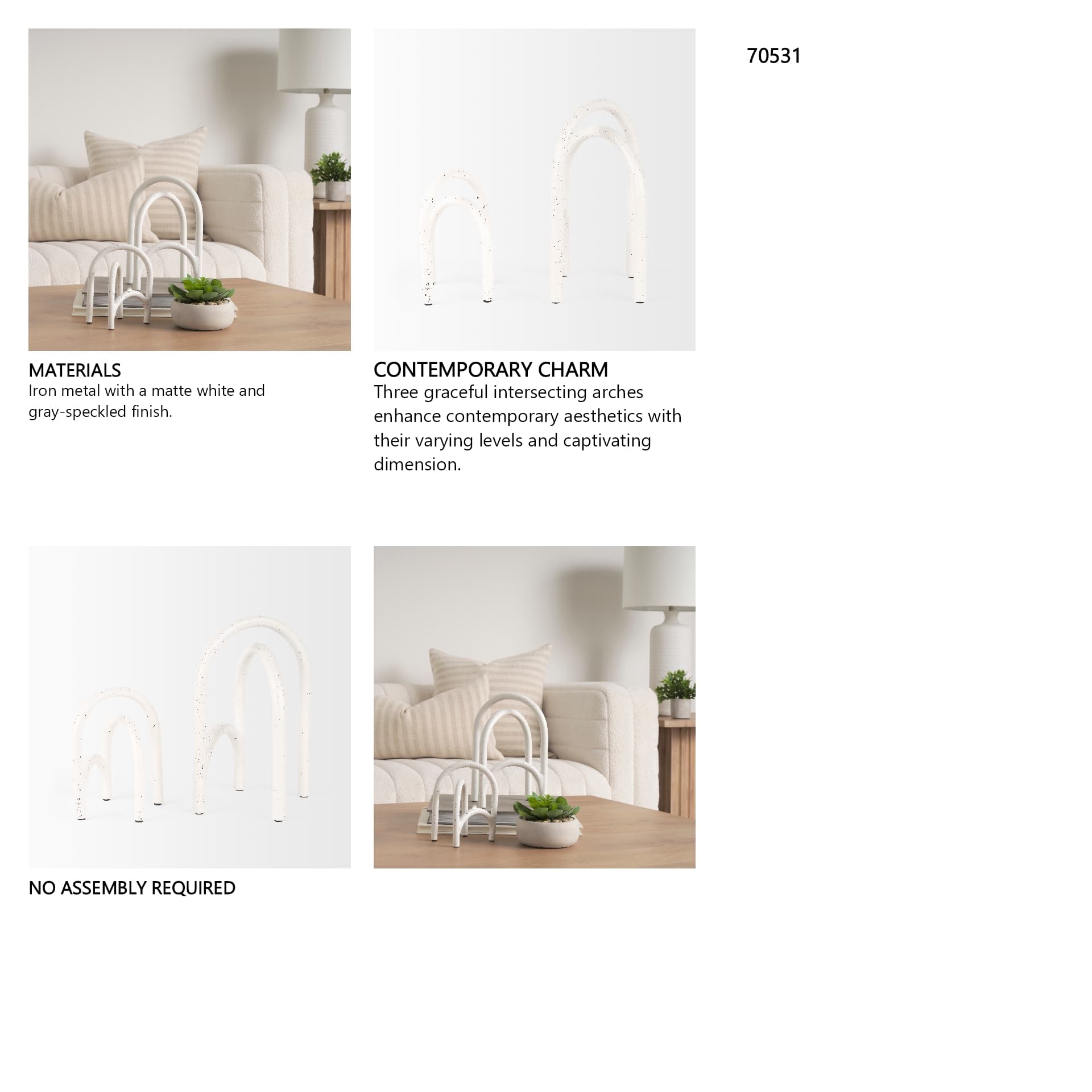 Springe White & Gray Speckled Arch Decorative Object (Set of 2) — in a styled room