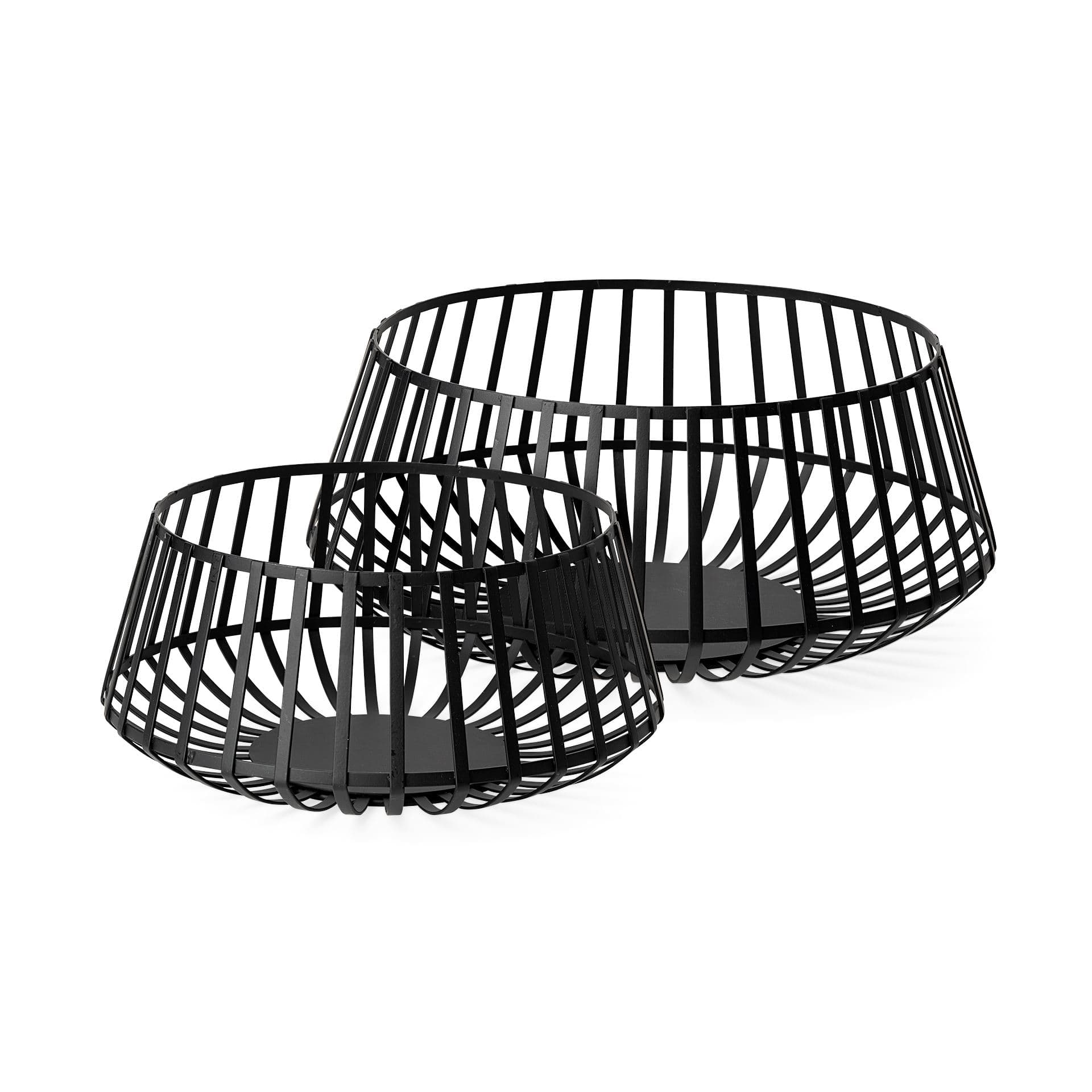 Emilio Set of 2 Black Metal Slated Bowls — product photograph