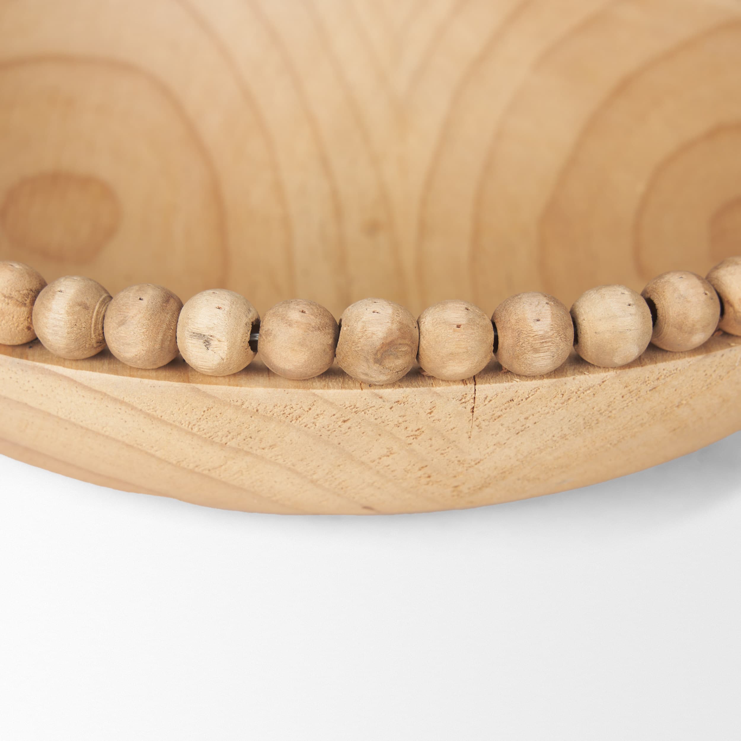 Wendell Light Brown Wood w/ Wood Bead Round Bowls — product photograph