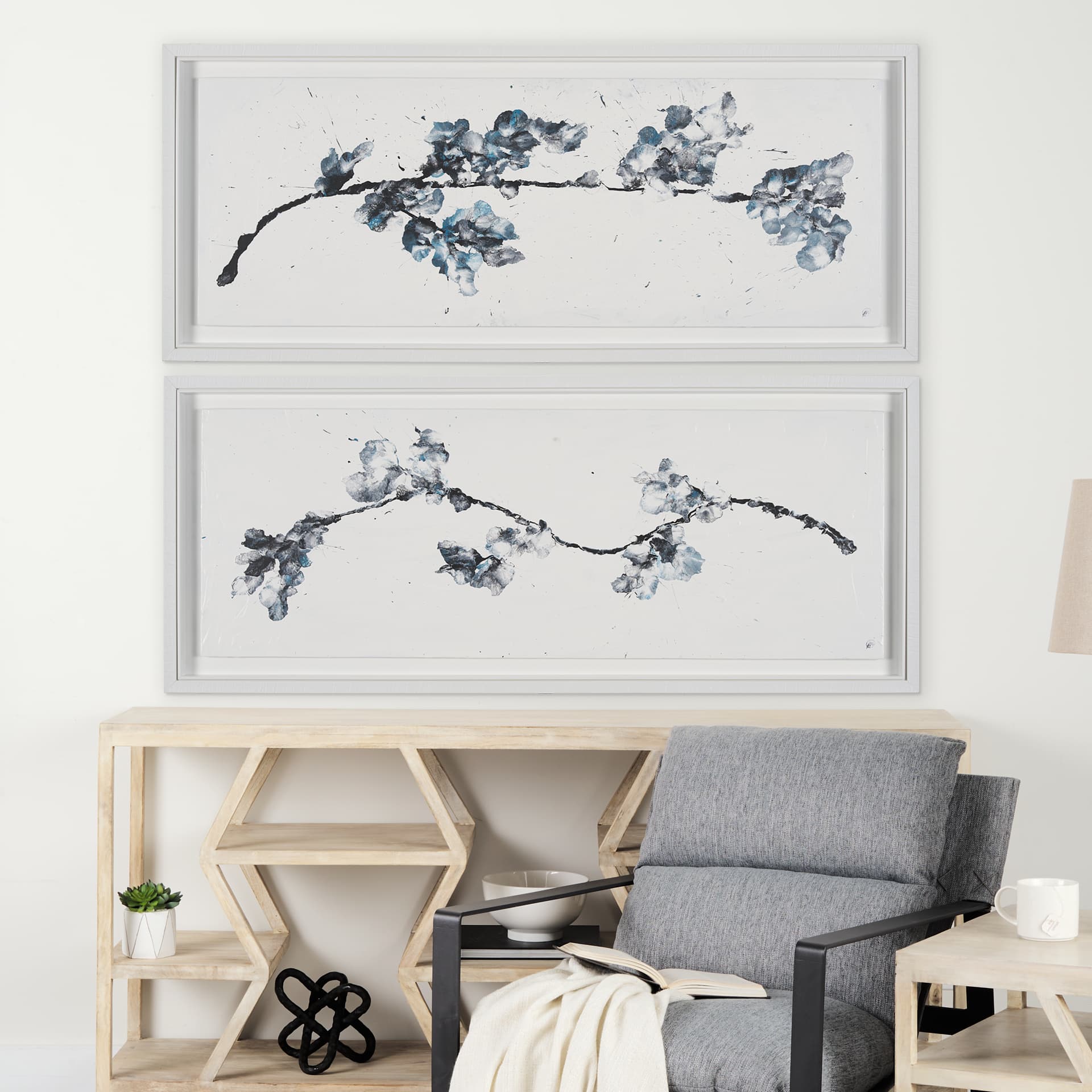 Pear Blossom I by Studio M a Framed handmade Original Artwork — in a styled room