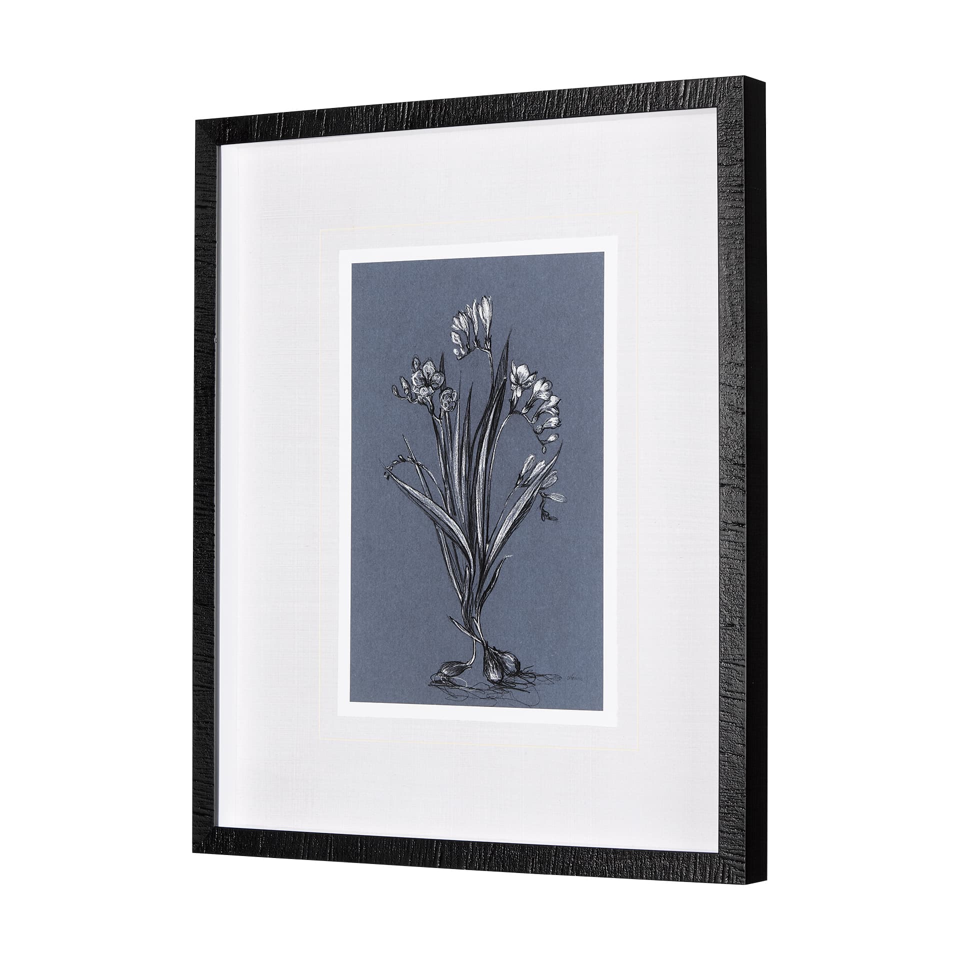 Botanical sketches III (Blue) by Mercana Studio Hand Embellished Framed Art Print Matted under Glass — product photograph