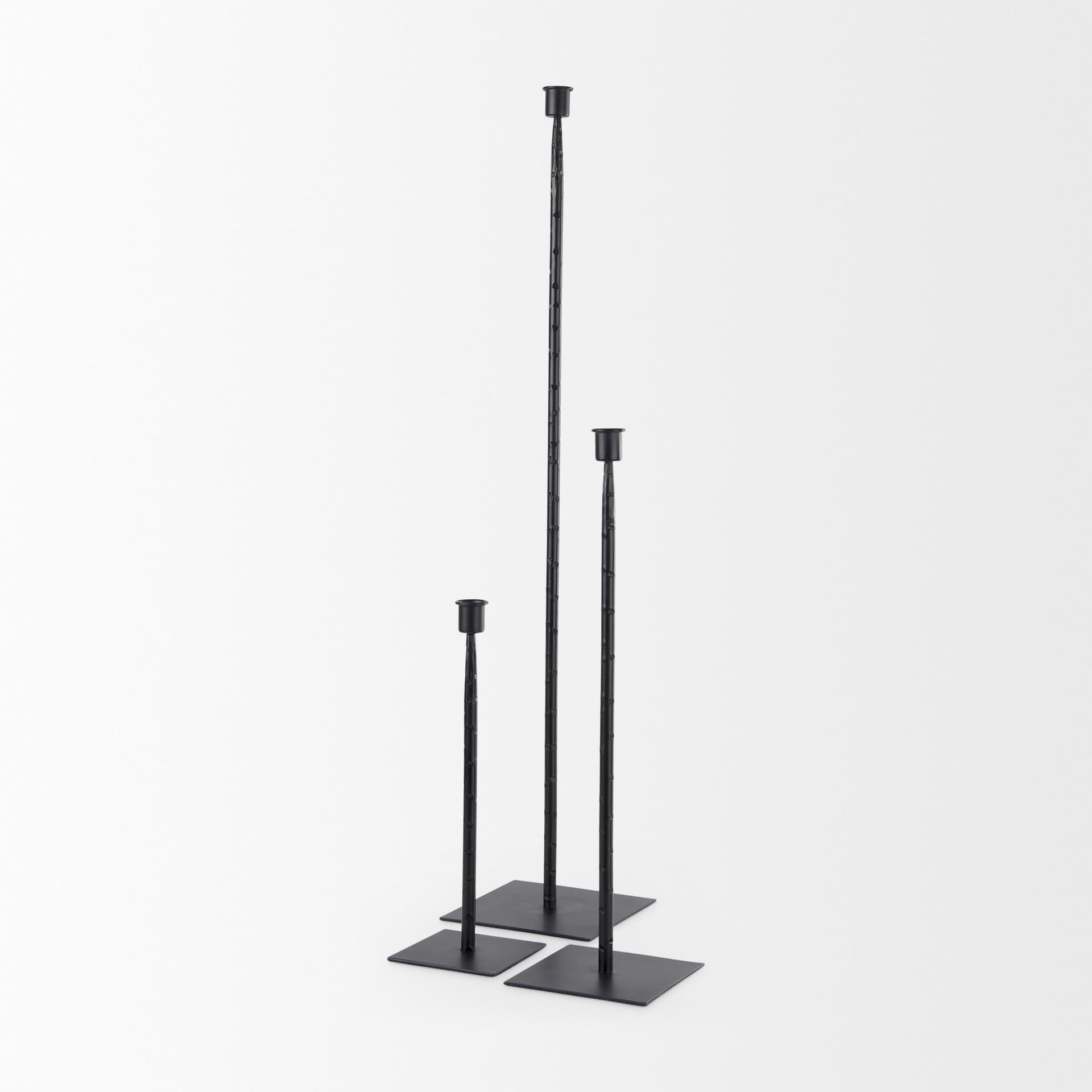Porter 5.0L x 5.0W x 18.0H Medium Black Iron Candle Holder — product photograph