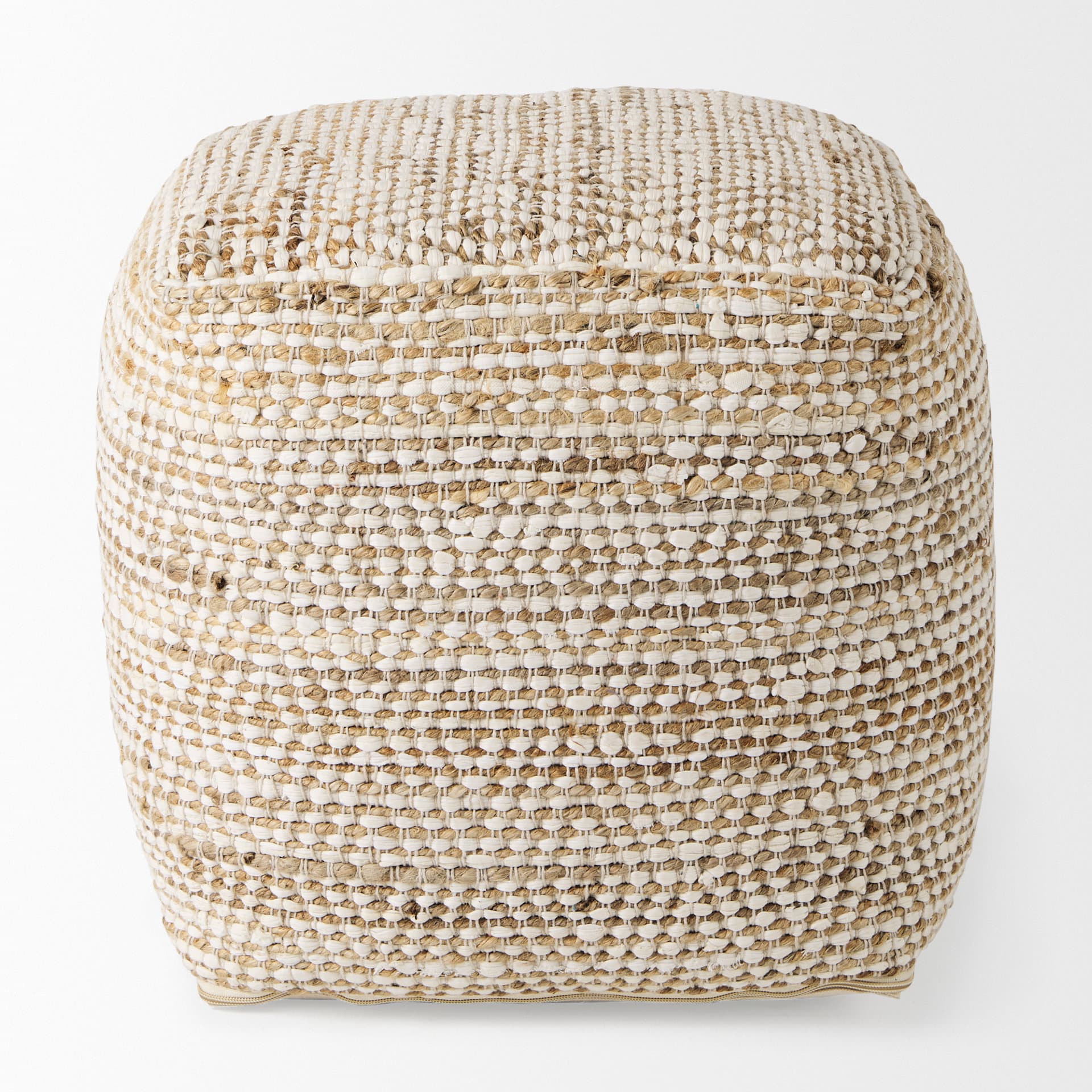 Ekani 16.0L x 16.0W x 16.0H Cream/Beige Cotton Pouf — product photograph