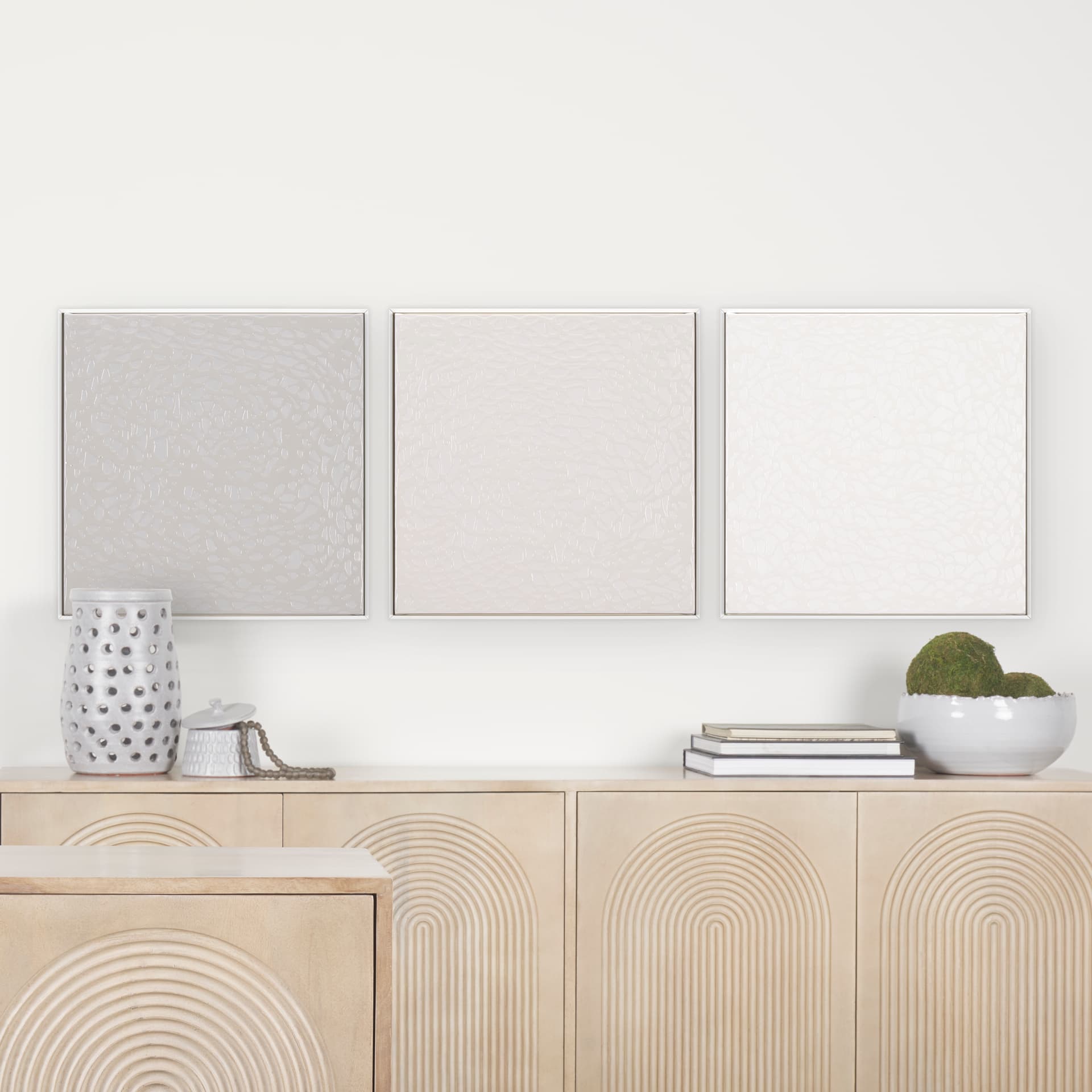 Dapple Medium by Studio M a handmade Original Framed Canvas 3D Textured Artwork — in a styled room