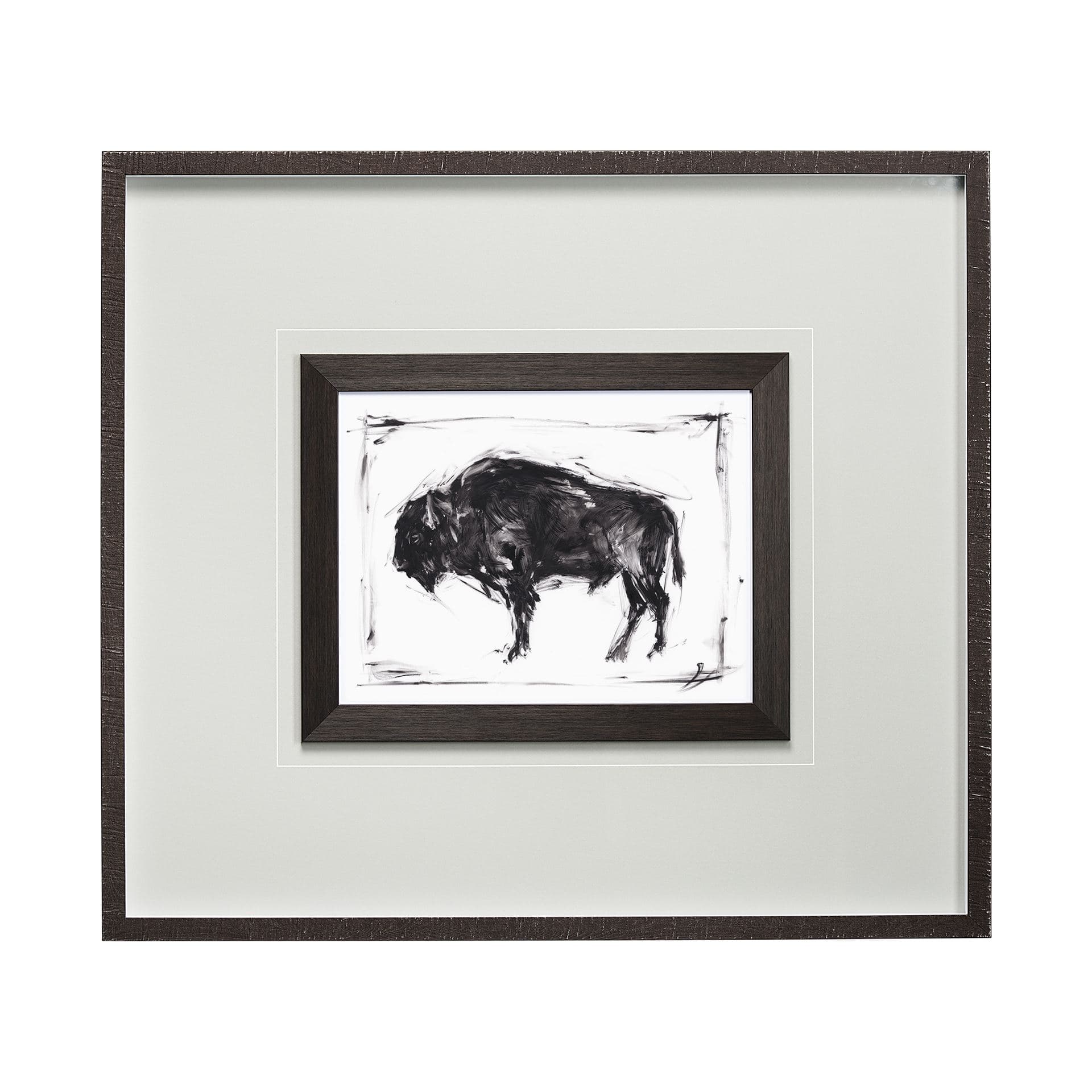 Dynamic Bison II by Ethan Harper a Hand Embellished Textured Framed Art Print Matted under Glass — product photograph