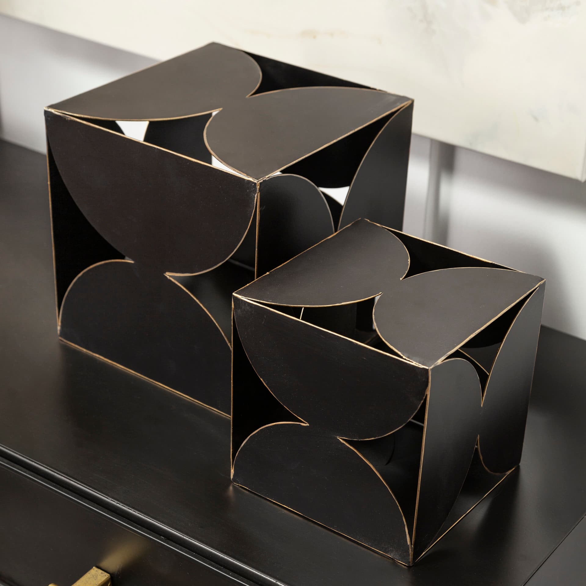Darren (Large) 8L x 8W Black Metal Decorative Cube — product photograph