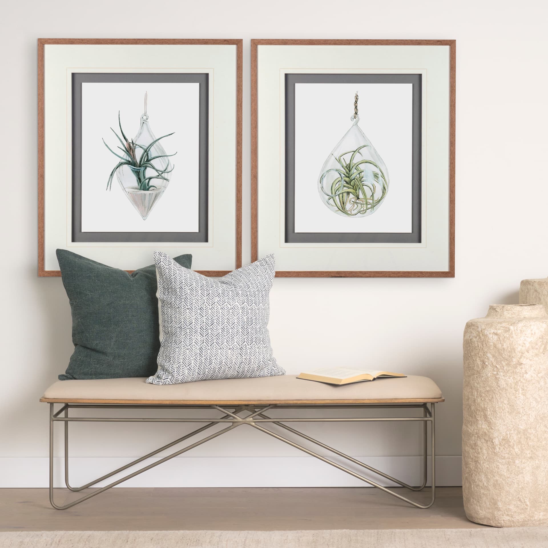 Air Plant 2 by Harvey, Brenna a Framed Art Print Matted under Glass — in a styled room