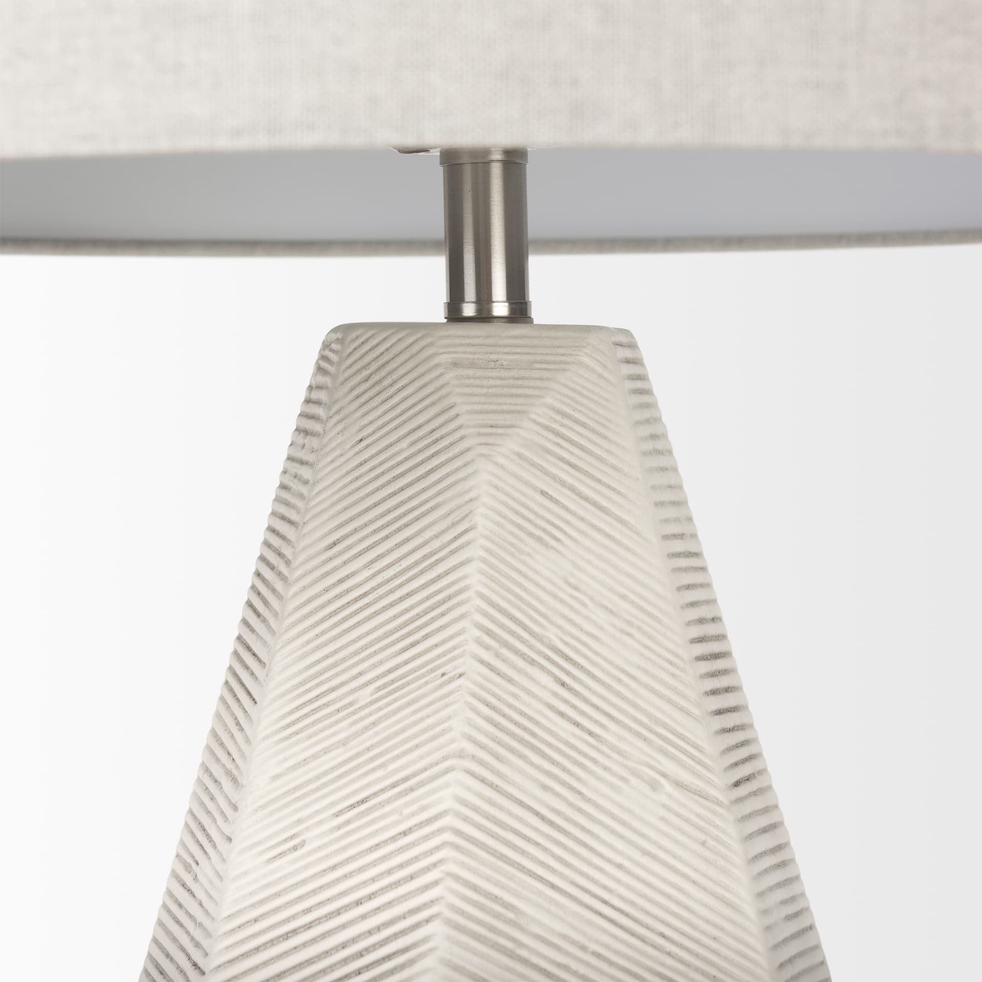 Piven White w/Antiqued Wash Textured Ceramic Table Lamp — product photograph