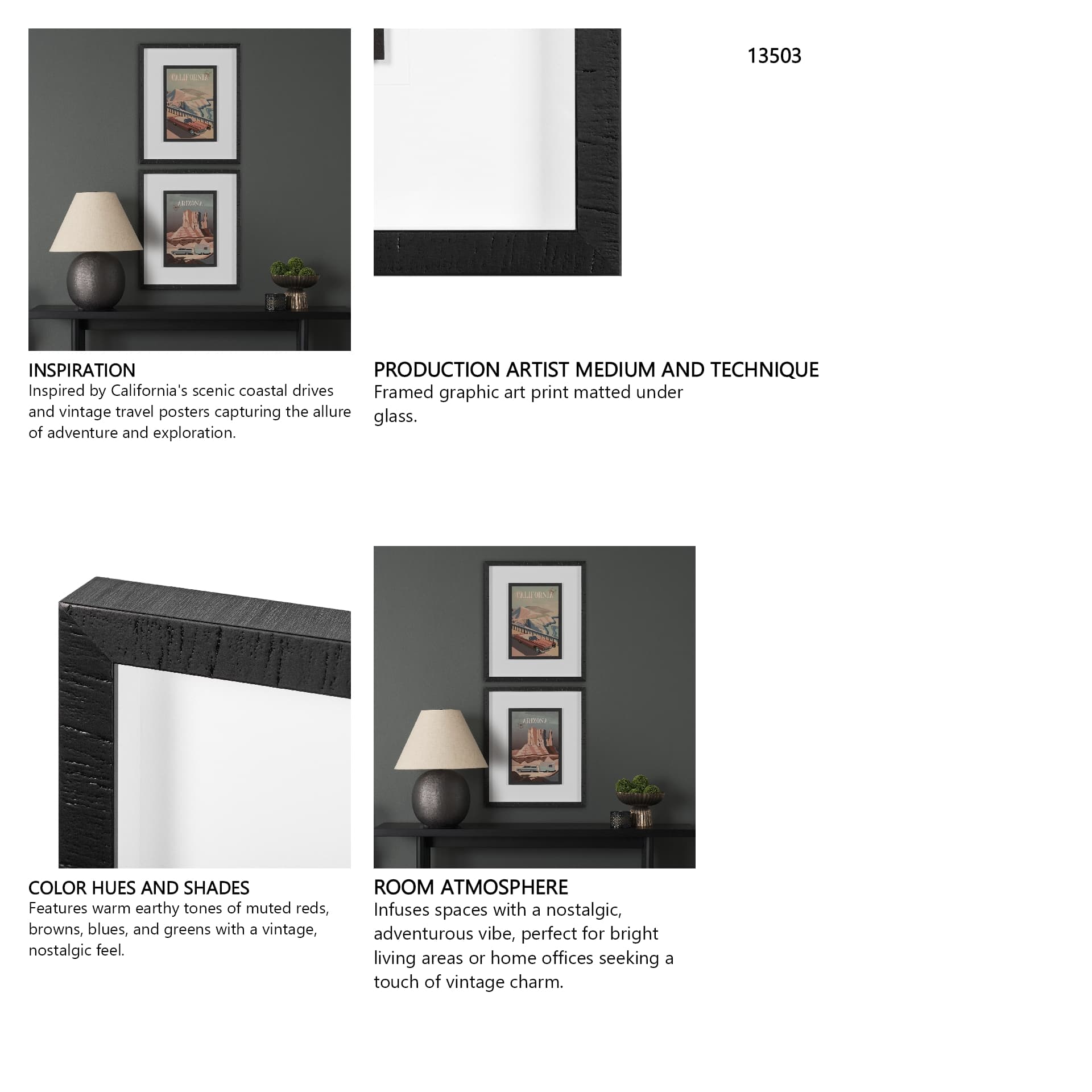 California Go USA (M) by Mercana Studio a Framed Art Print Matted under Glass — in a styled room
