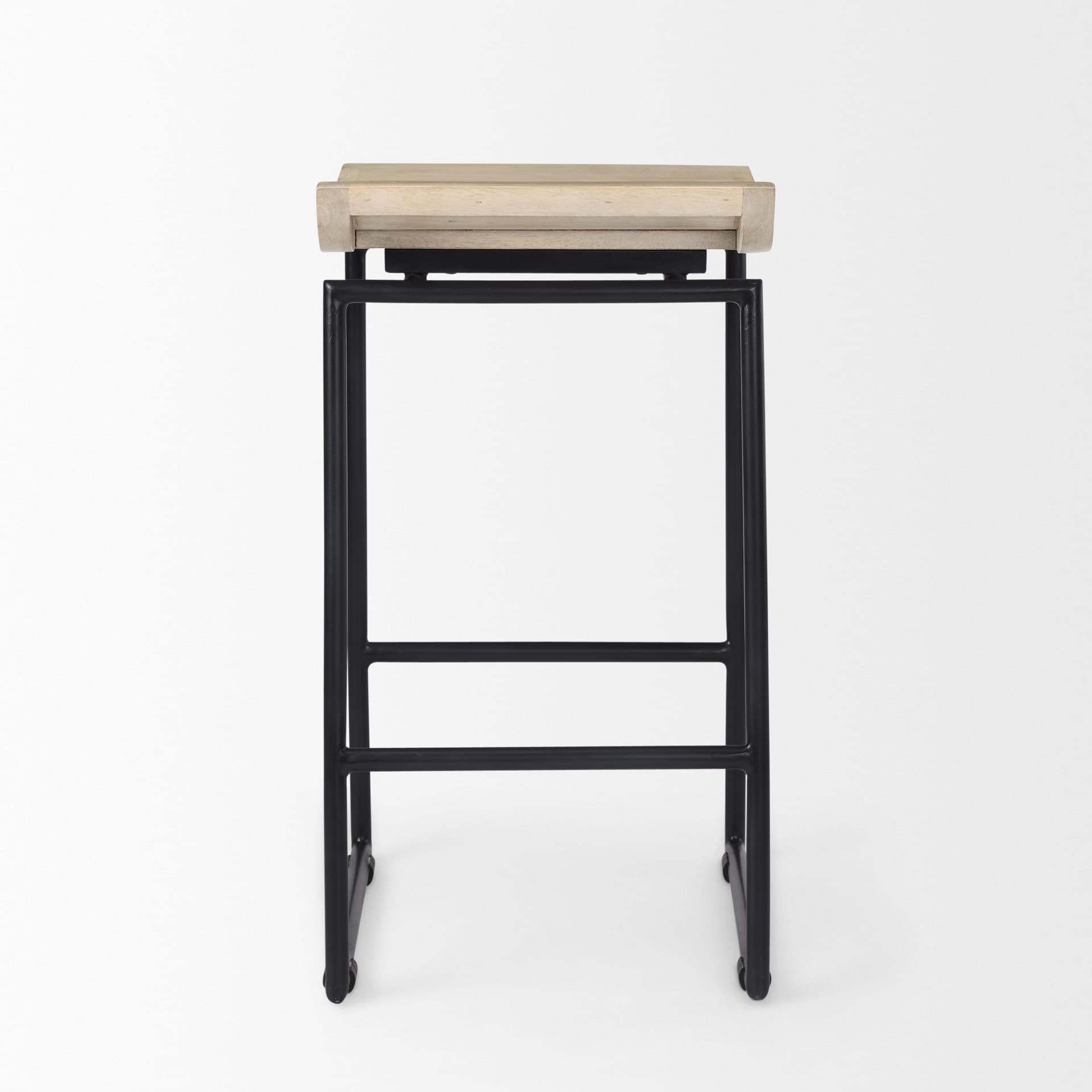 Givens Backless 26in Seat Counter Stool | Natural Wood w/ Black Metal — product photograph