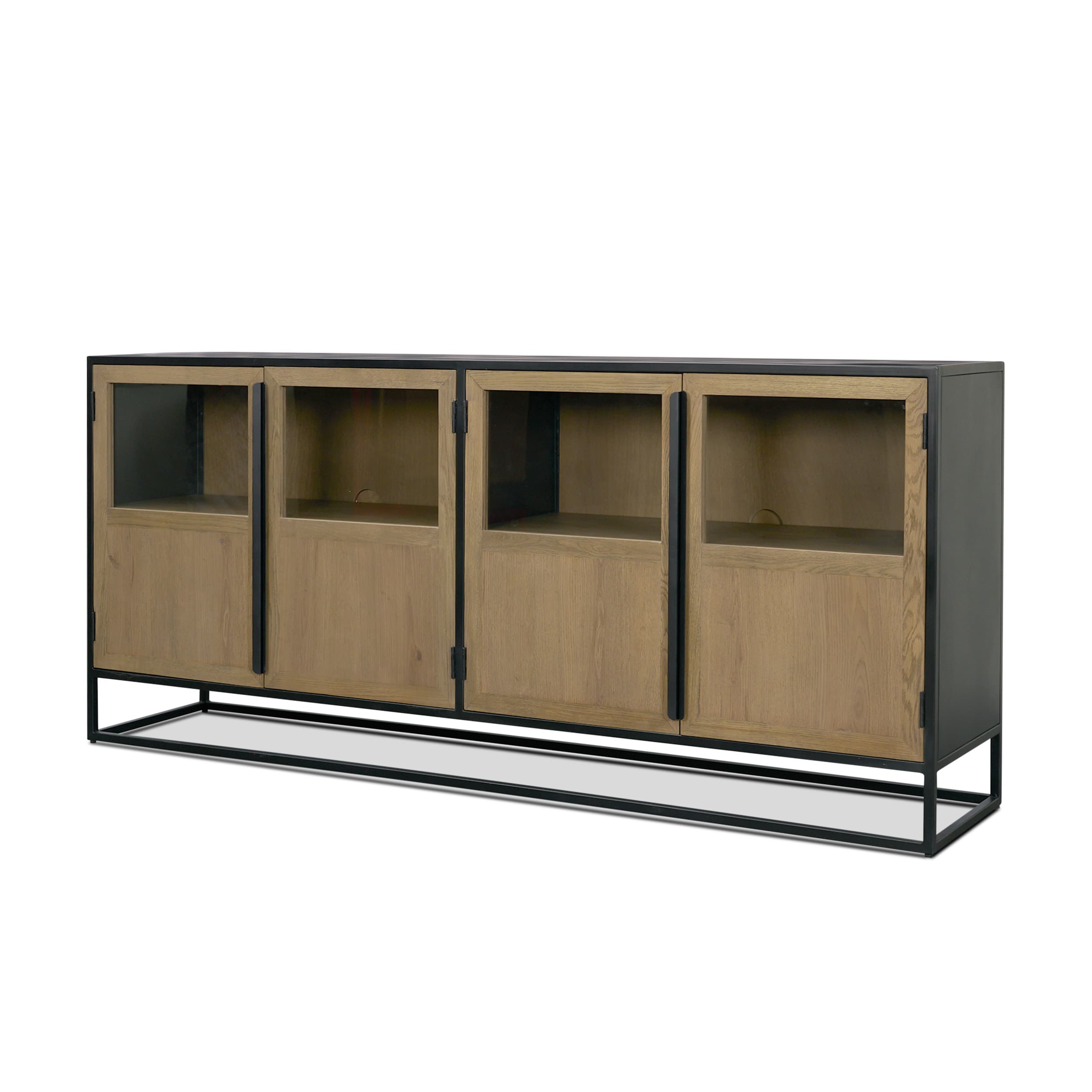 Sloan 80" Light Brown Wood W/Black Metal Frame Sideboard — product photograph