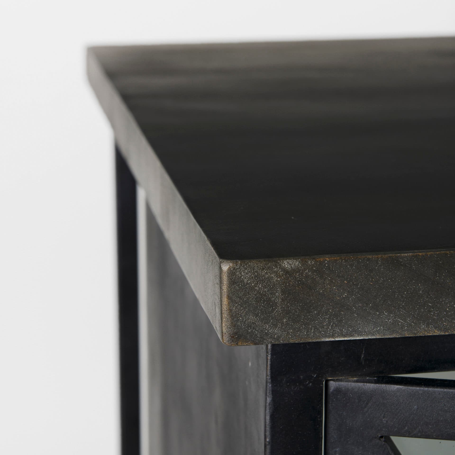 Dimitra 62.0L x 32.0W x 36.0H Dark Iron W/Glass Doors Kitchen Island — product photograph