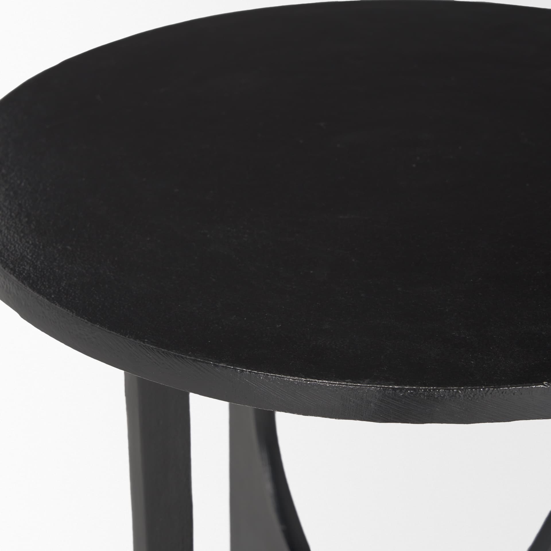 Sobi Textured Matte Black Round Metal Accent Table — product photograph