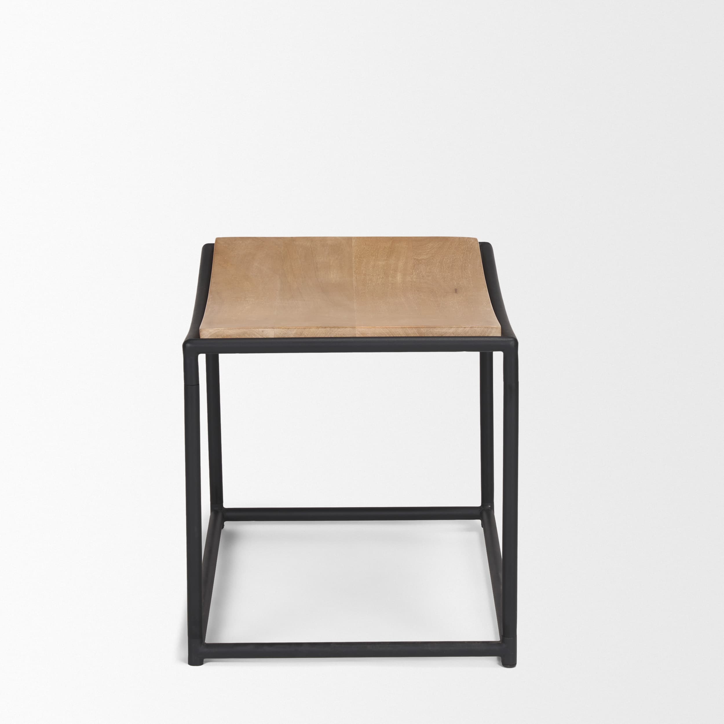 Taniel Light Brown Wood w/ Black Metal Stool — product photograph