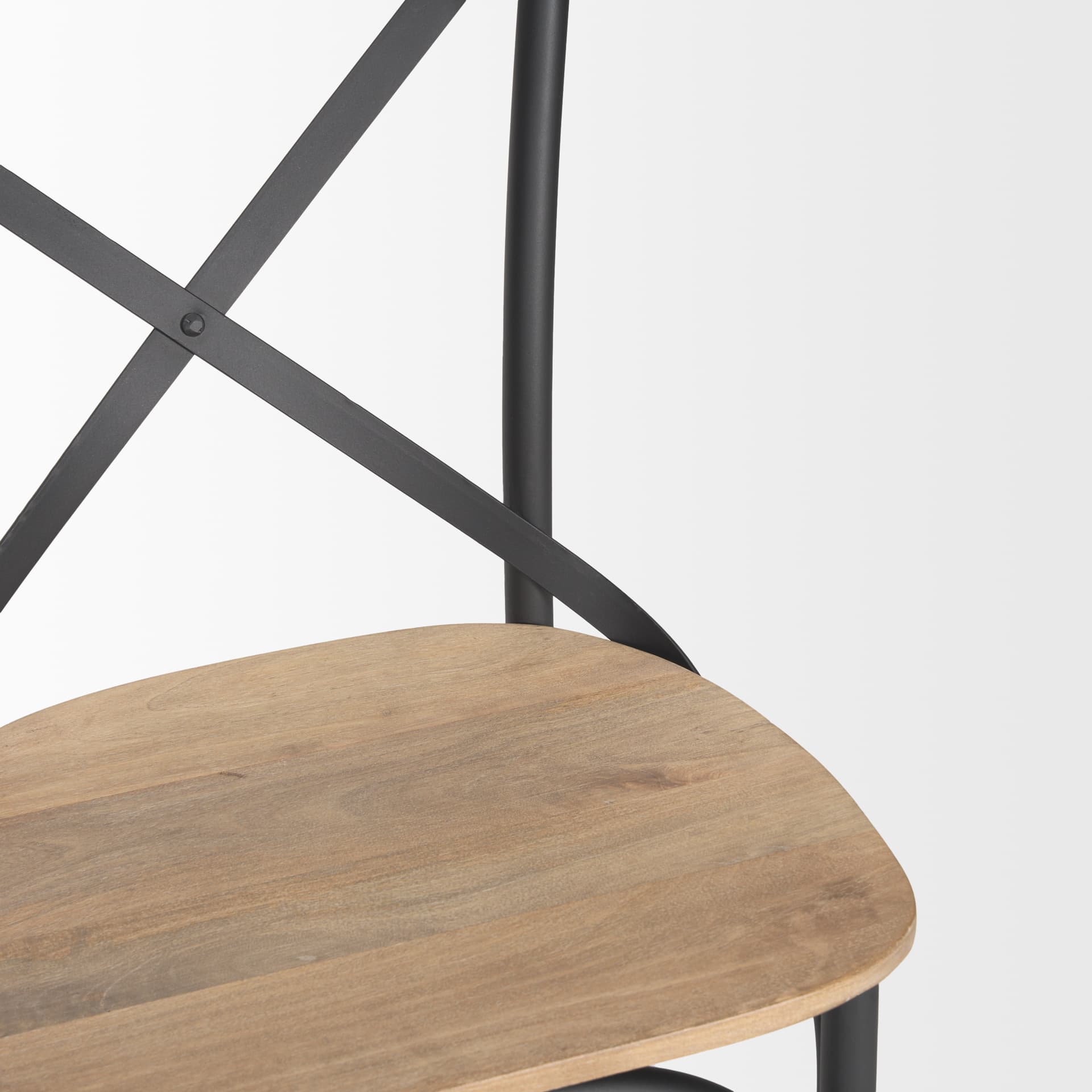 Etienne Cross Back Dining Side Chair | Light Brown Wood w/ Iron — product photograph