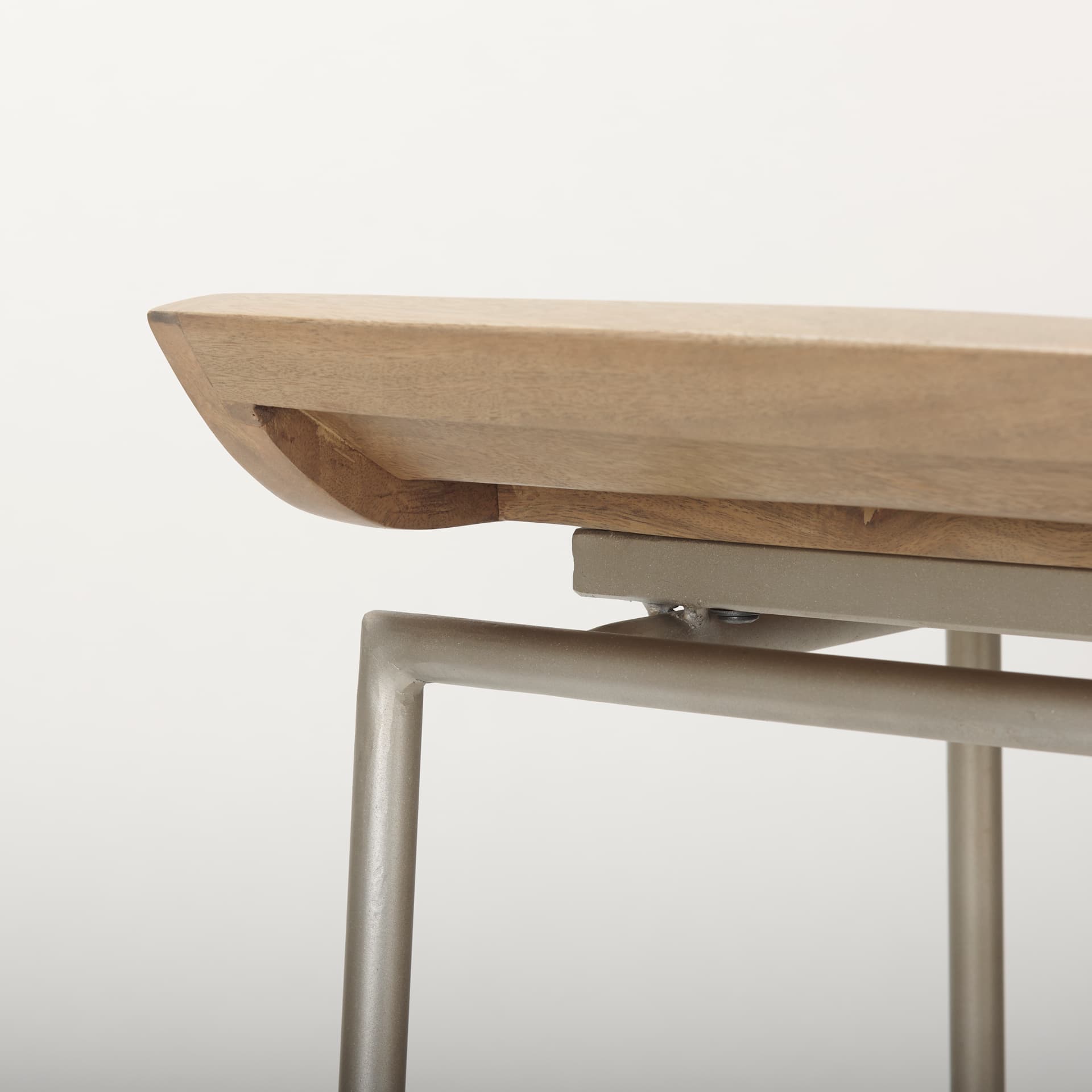 Givens Low Back 32in Seat Bar Stool | Brown Wood w/ Silver Metal — product photograph