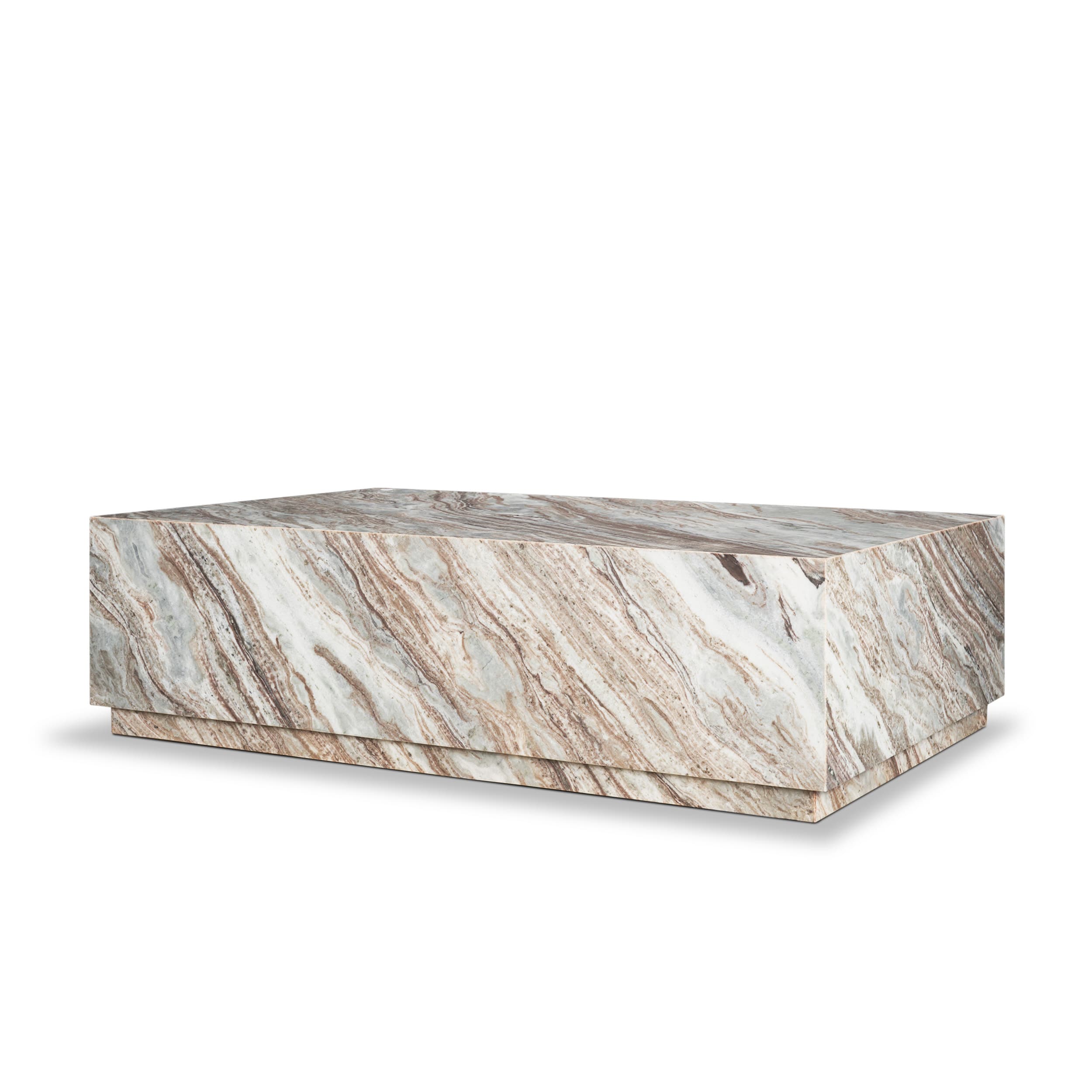 Matteo Solid Pink Marble Rectangular Coffee Table — product photograph