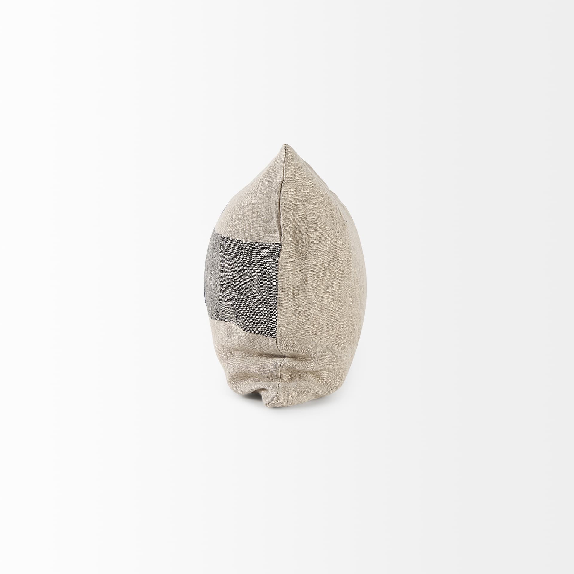 Raquel 13x21 Beige and Black Fabric Plaid Pillow Cover w/Down Filler — product photograph
