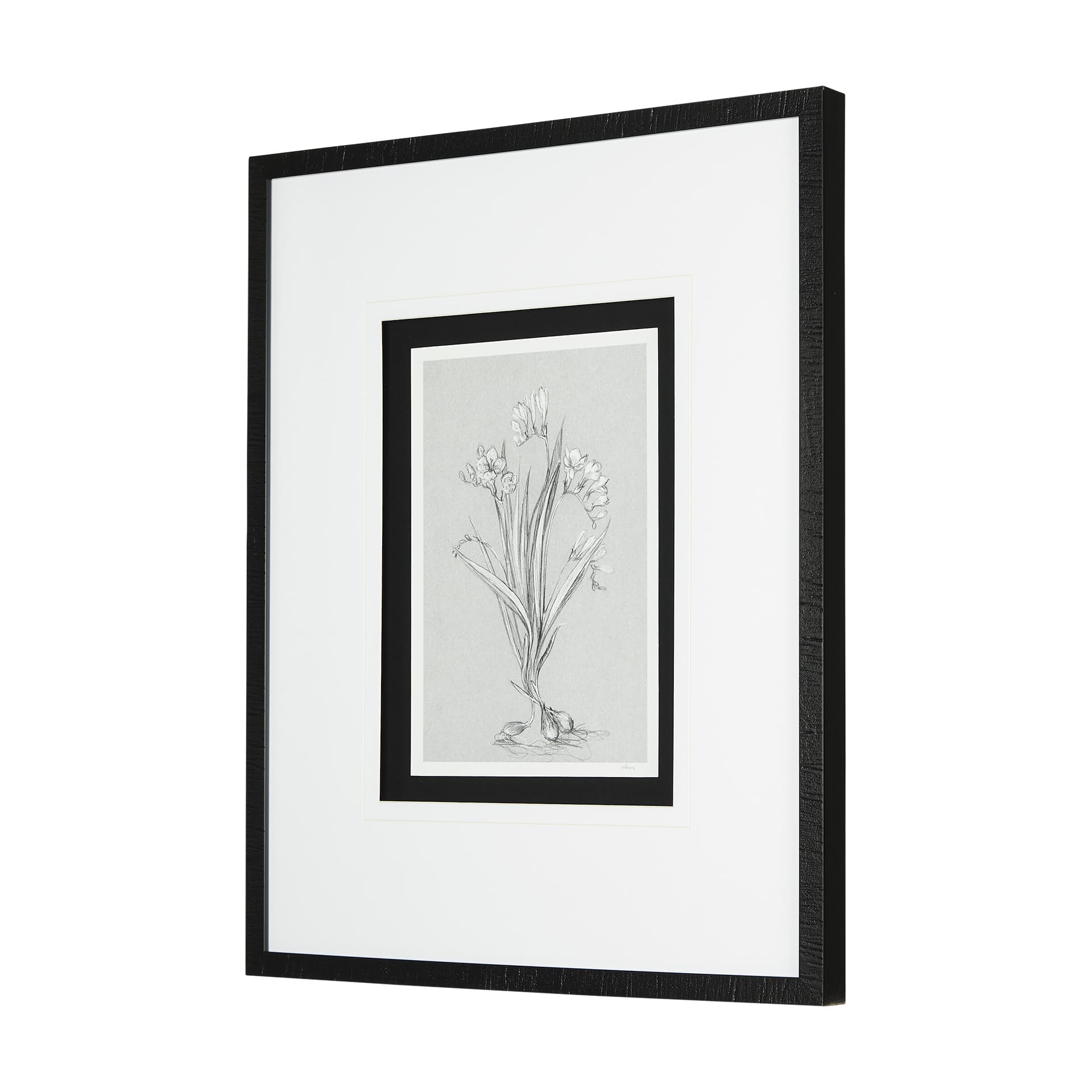 Botanical sketches III (Grey) by Mercana Studio Hand Embellished Framed Art Print Matted under Glass — product photograph