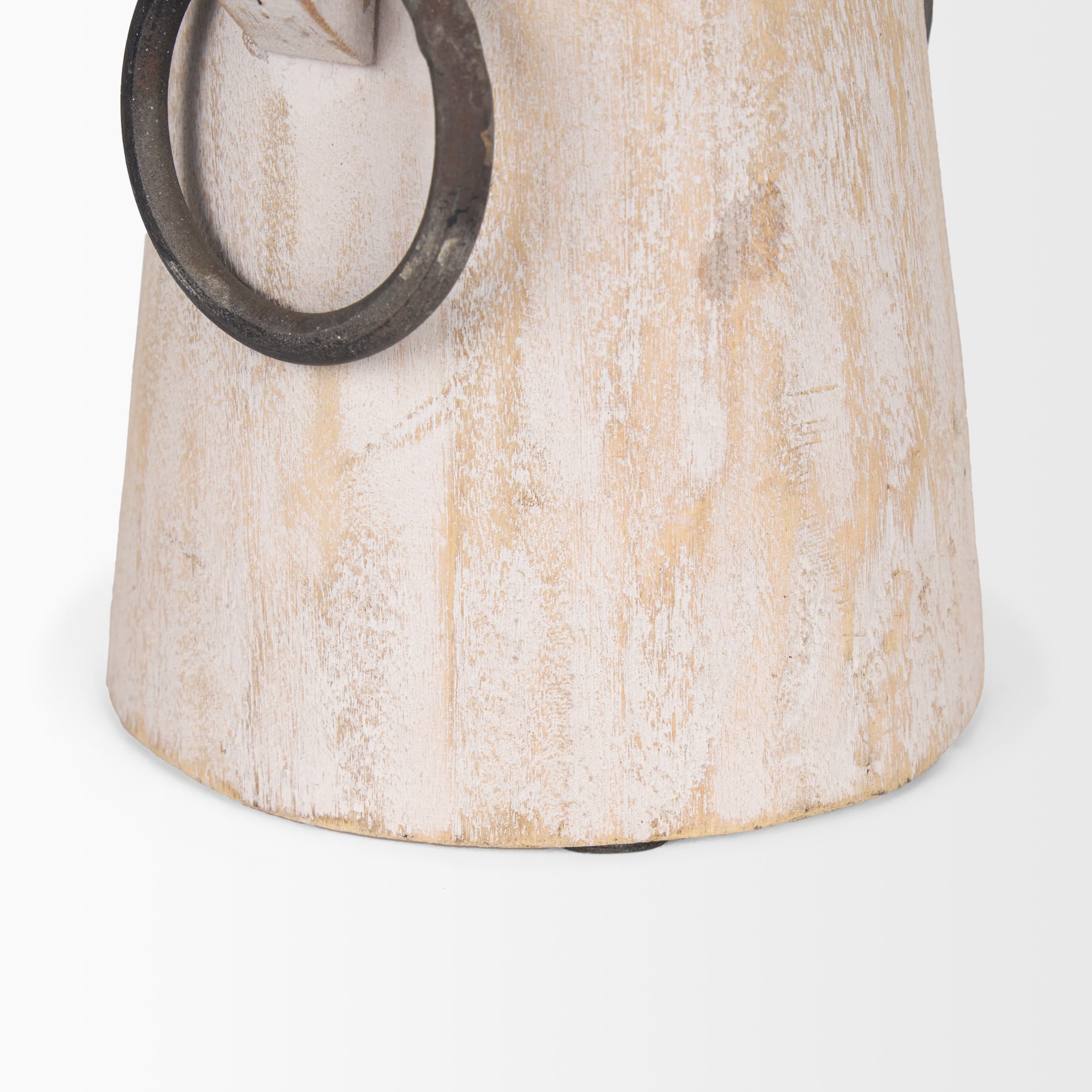 Monique Small Light Brown w/ Handles Wood Pot — product photograph