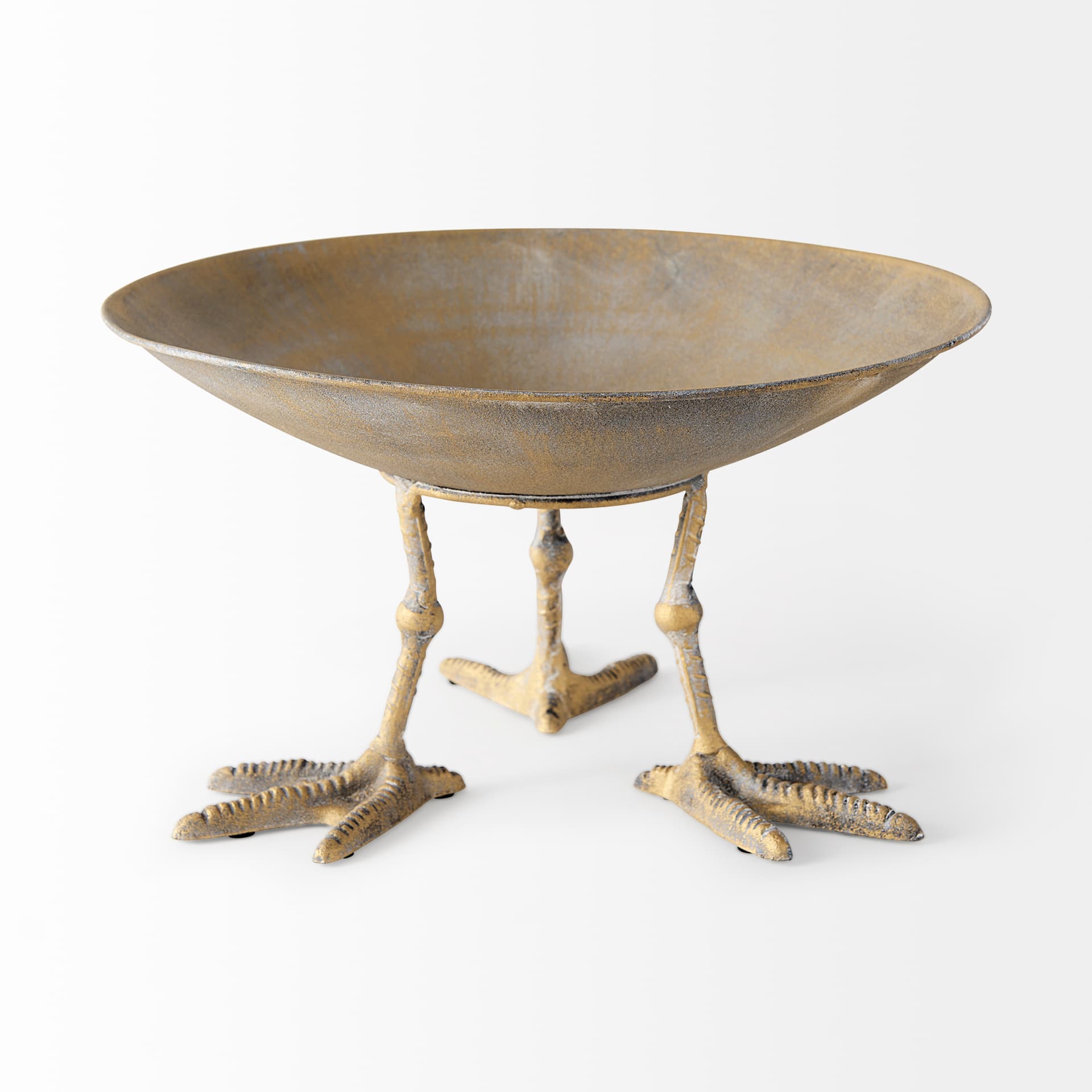 Chadwick II 13L x 13W Gold Metal Webbed Feet Bowl — product photograph