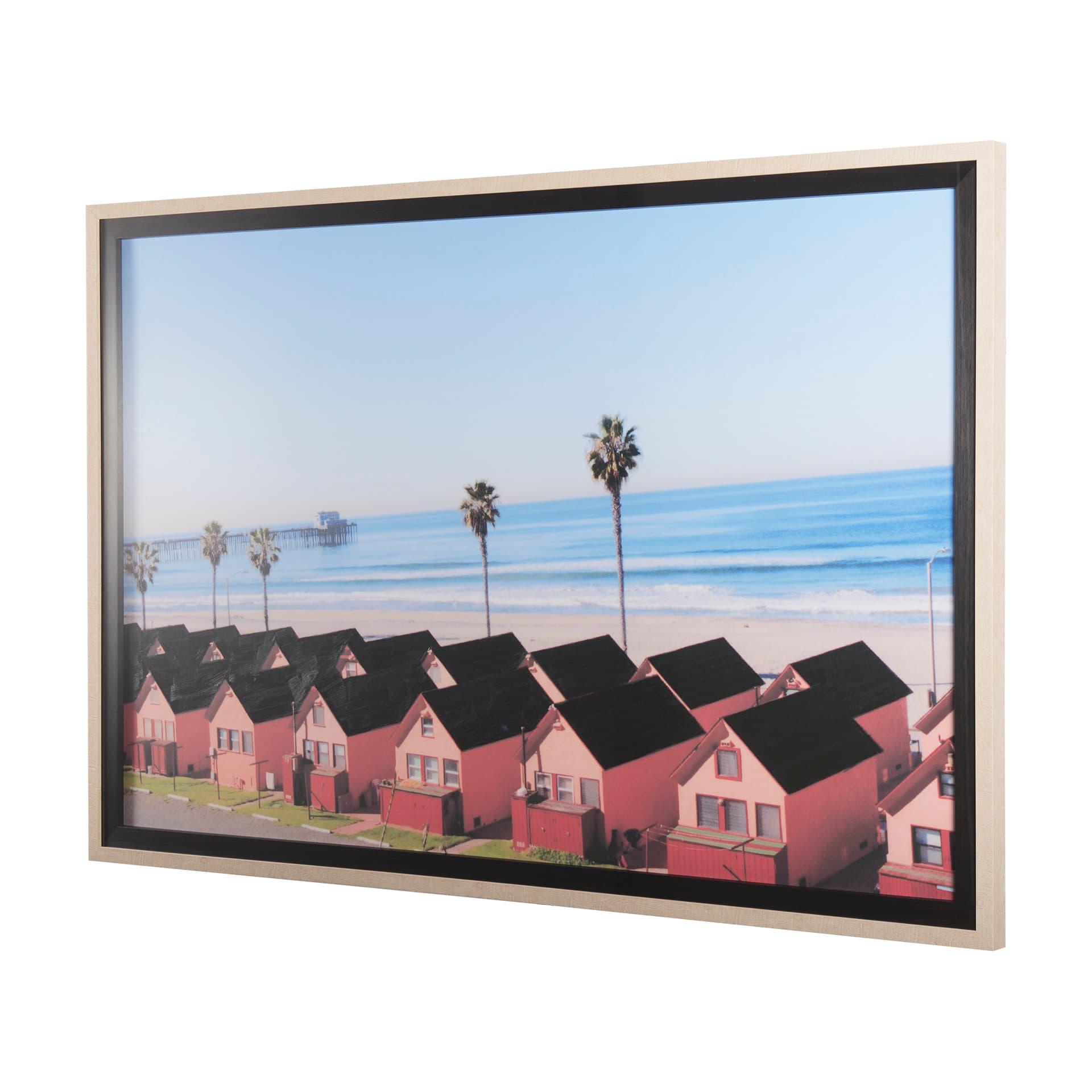 Oceanside by White Rock Girl a Hand Embellished Textured Framed Photo Art Print Matted under Glass — product photograph