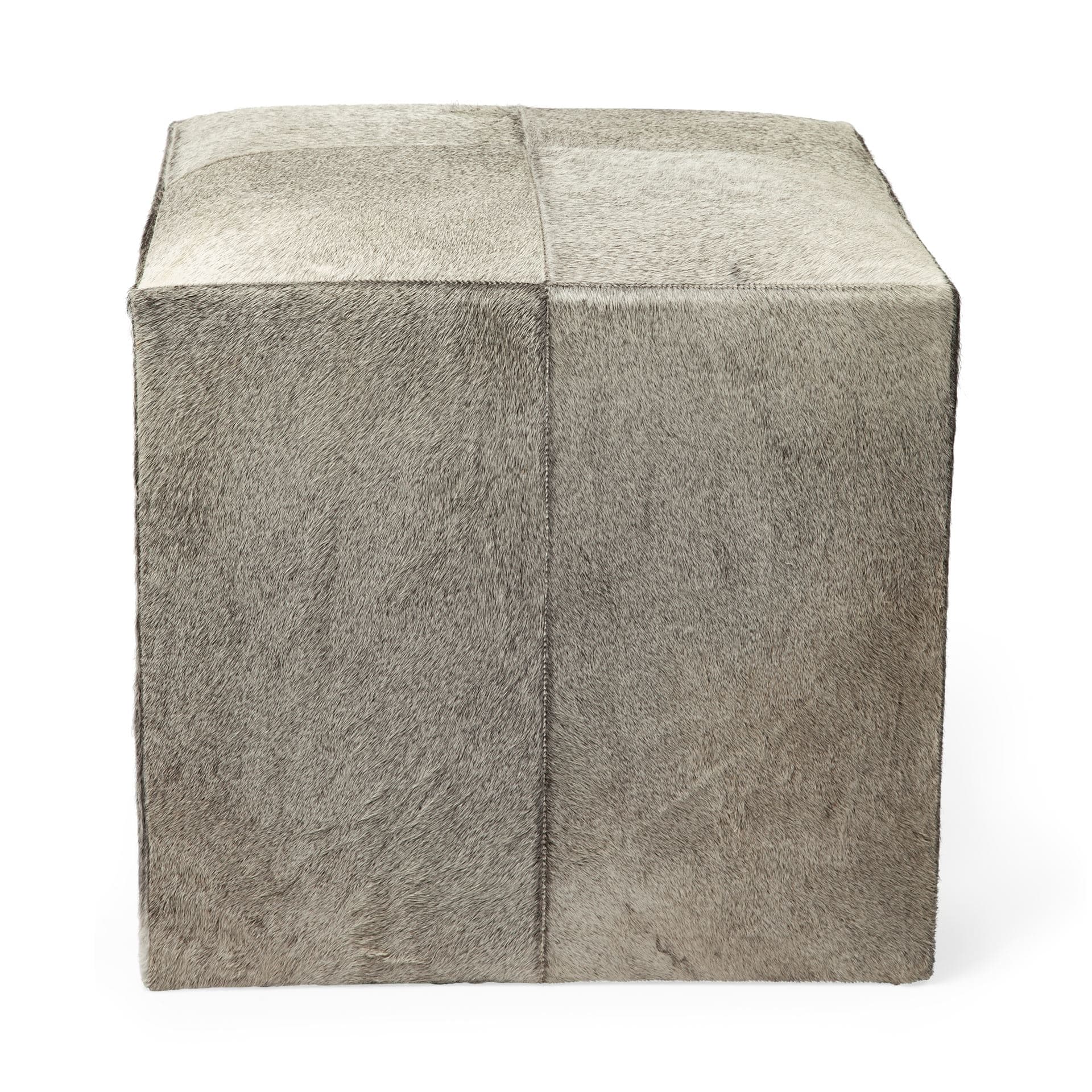 Zahavi I 20" Grey-toned hair-on-hide ottoman — product photograph