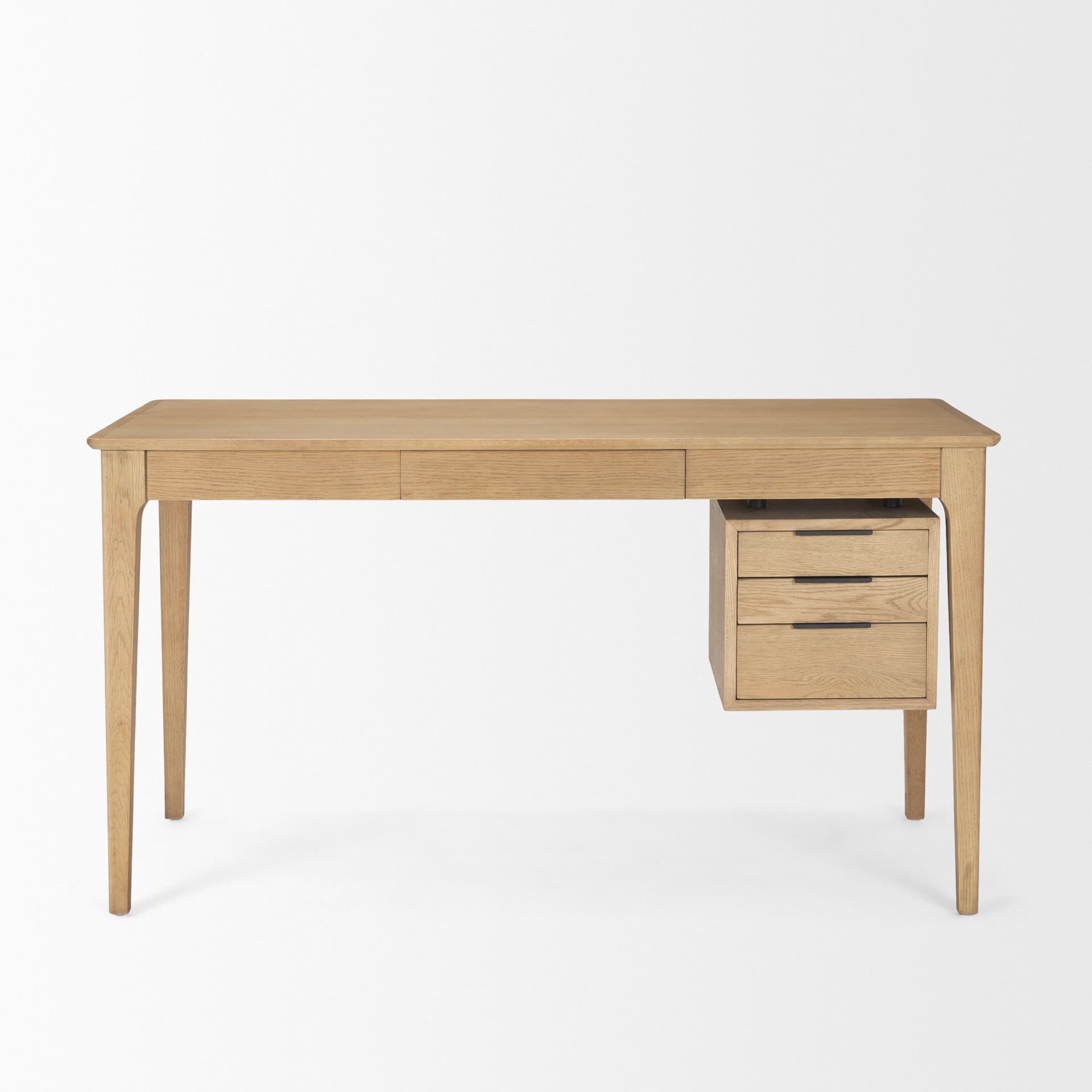 Tino Light Brown Oak Wood w/ 4 Drawers Desk — product photograph