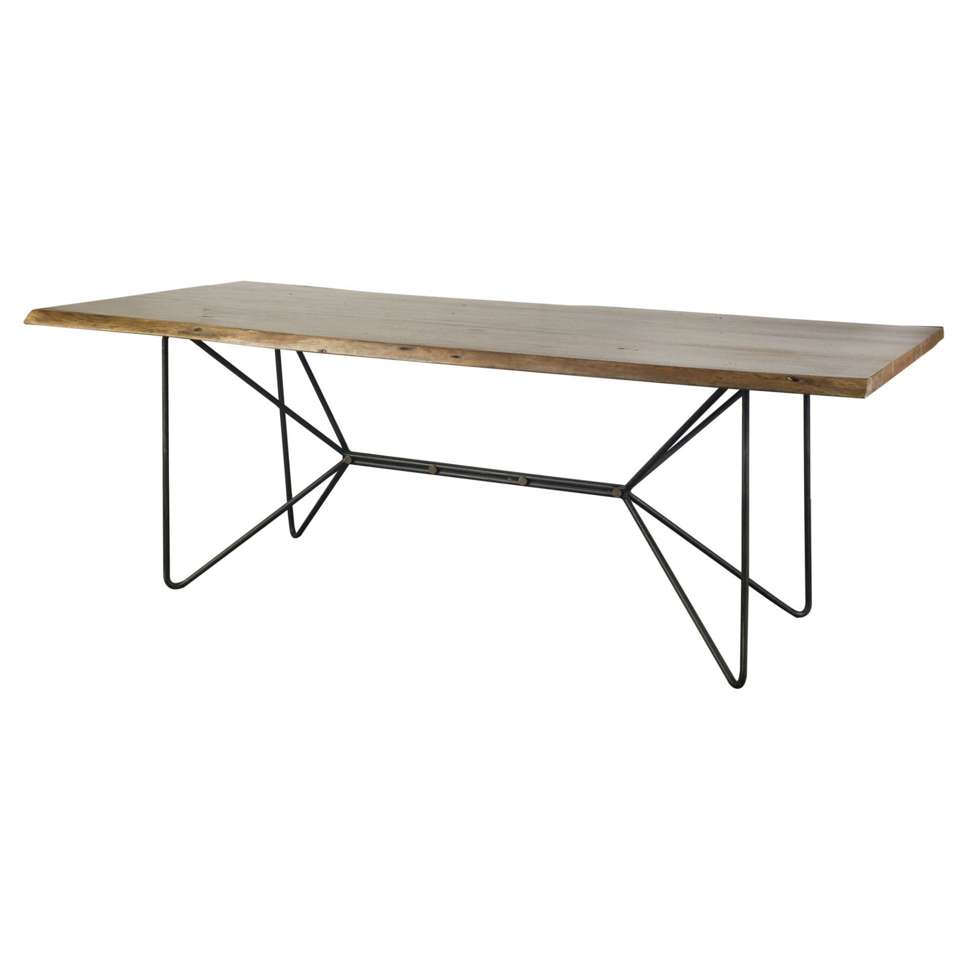 Papillion 84"L x 40"W Rectangular Dining Table | Modern | Natural Wood & Black Metal | Seats 8 — product photograph