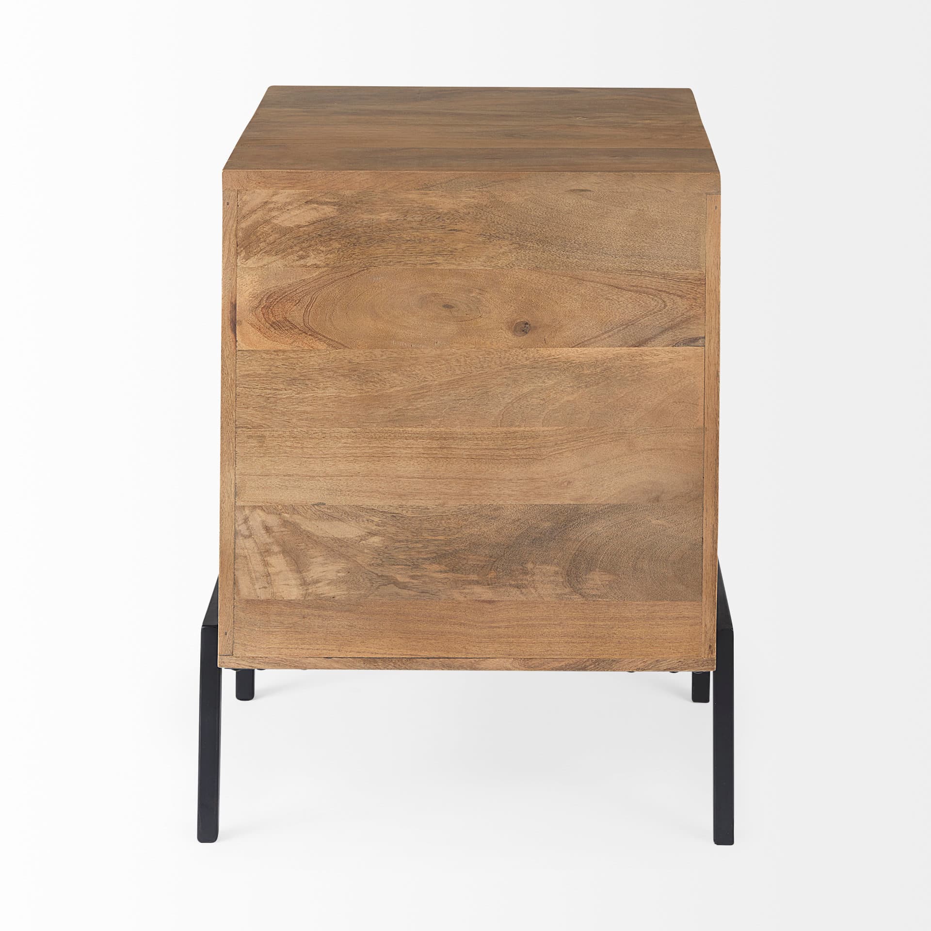 Arelius 20L x 18W x 26H Light Brown Wood W/ Black Metal Frame End/Side Table — product photograph
