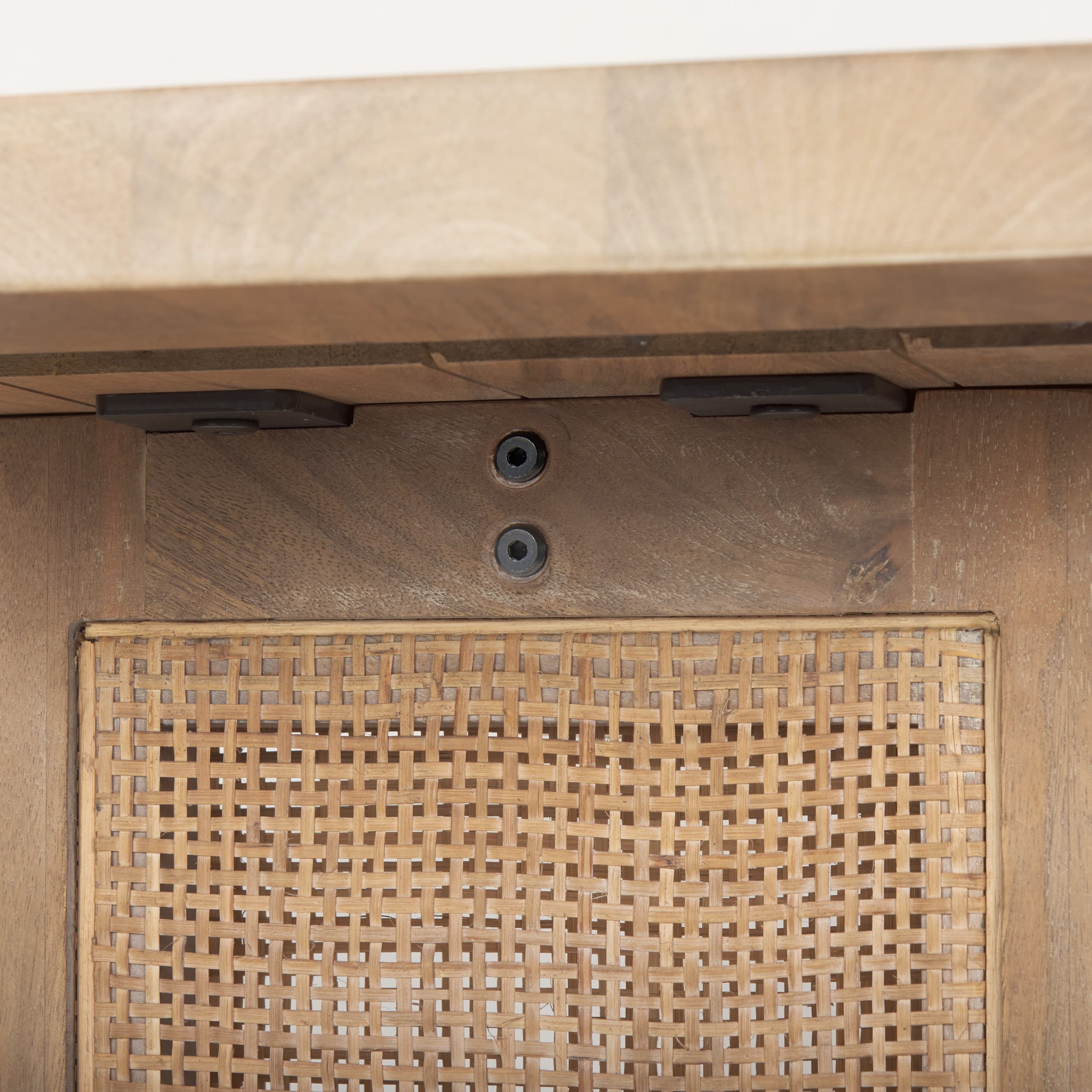 Grier 65" Light Brown Solid Wood w/ Cane Console Table — product photograph