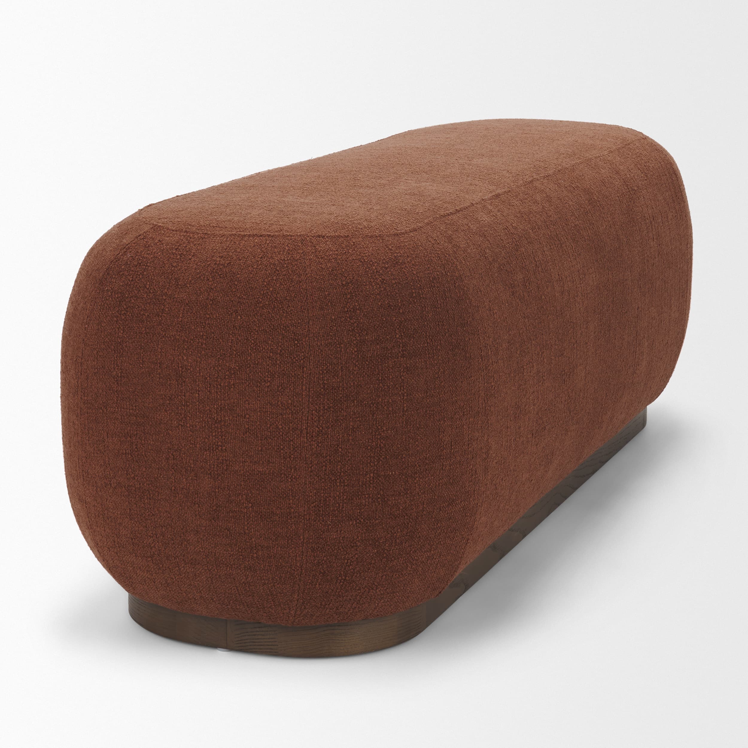 Siren Burgundy Fabric w/ Brown Ash Wood Oblong Bench — product photograph