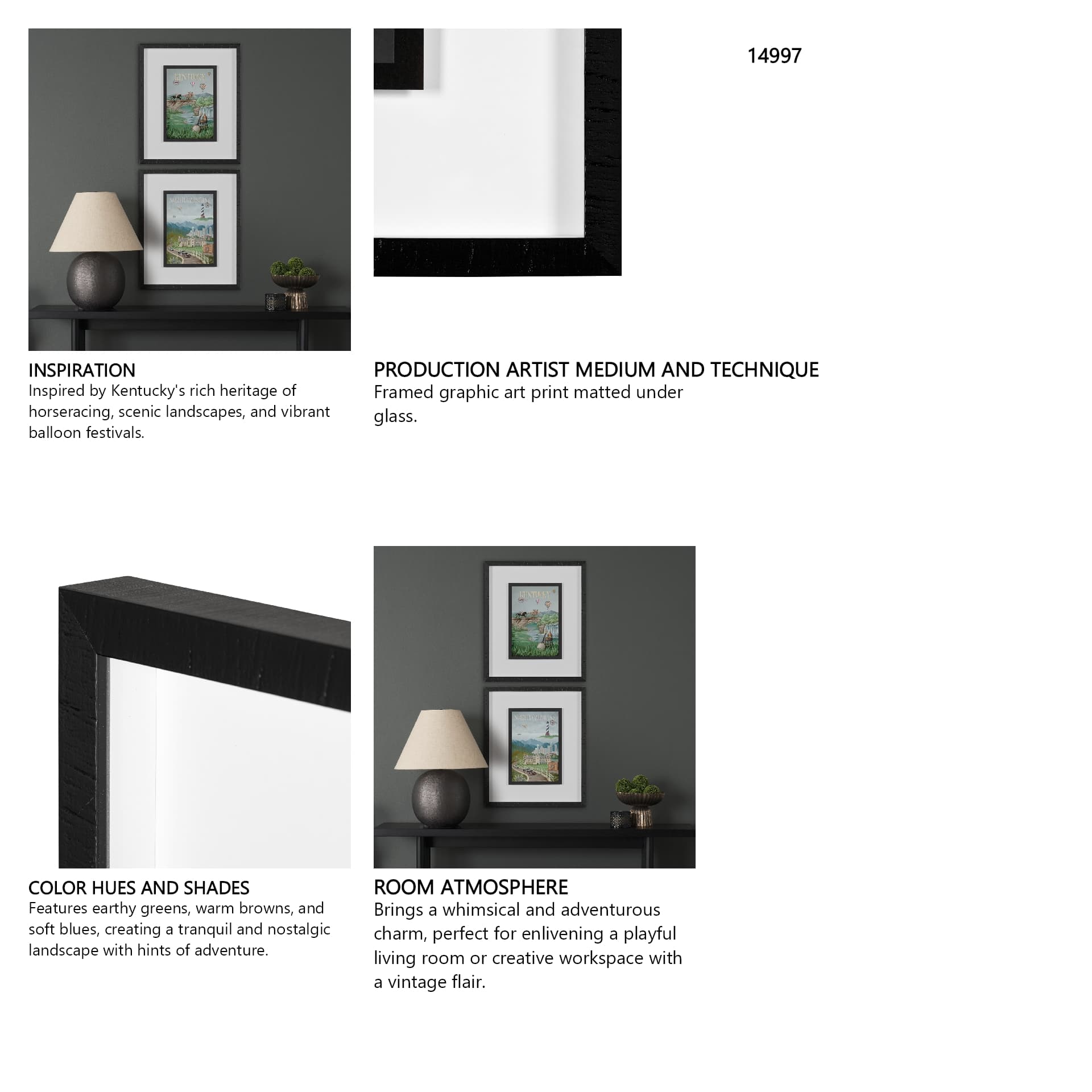 Kentucky Go USA (M) by Mercana Studio a Framed Art Print Matted under Glass — in a styled room