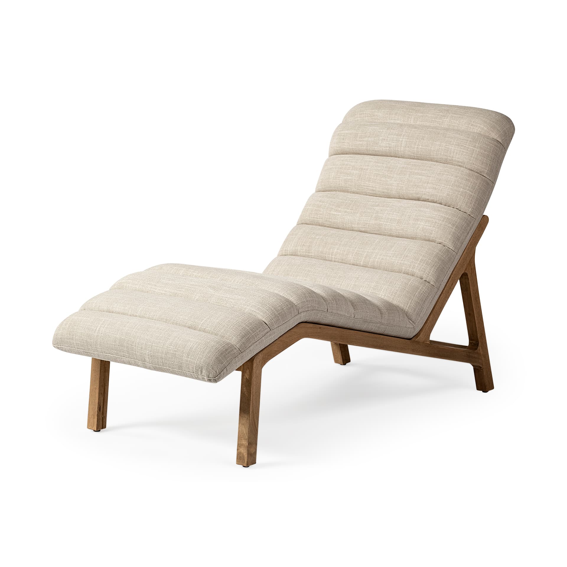 Pierre Beige Fabric Upholstered Armless Chaise Lounge Chair — product photograph